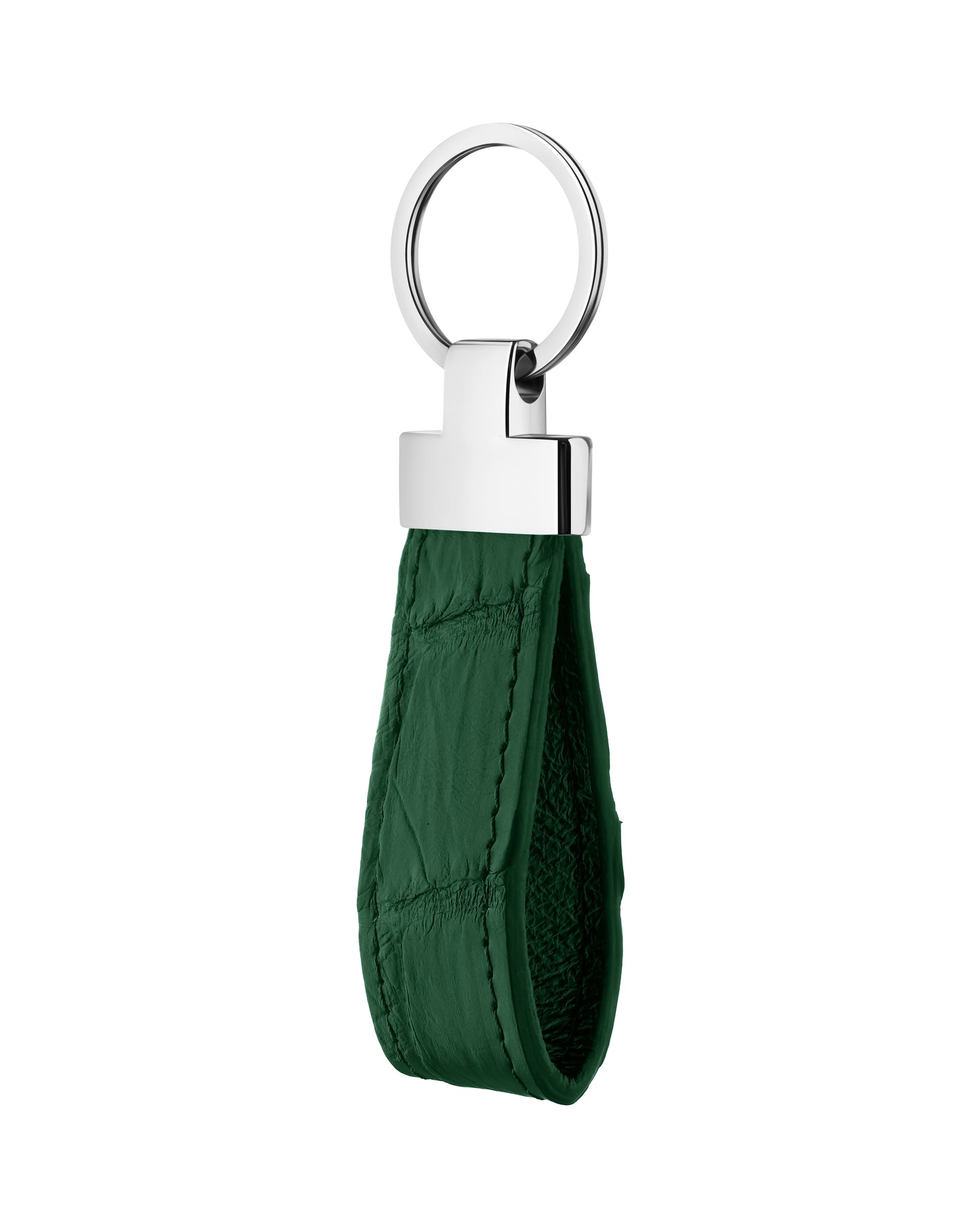 Dark Green Crocodile Leather Keychain