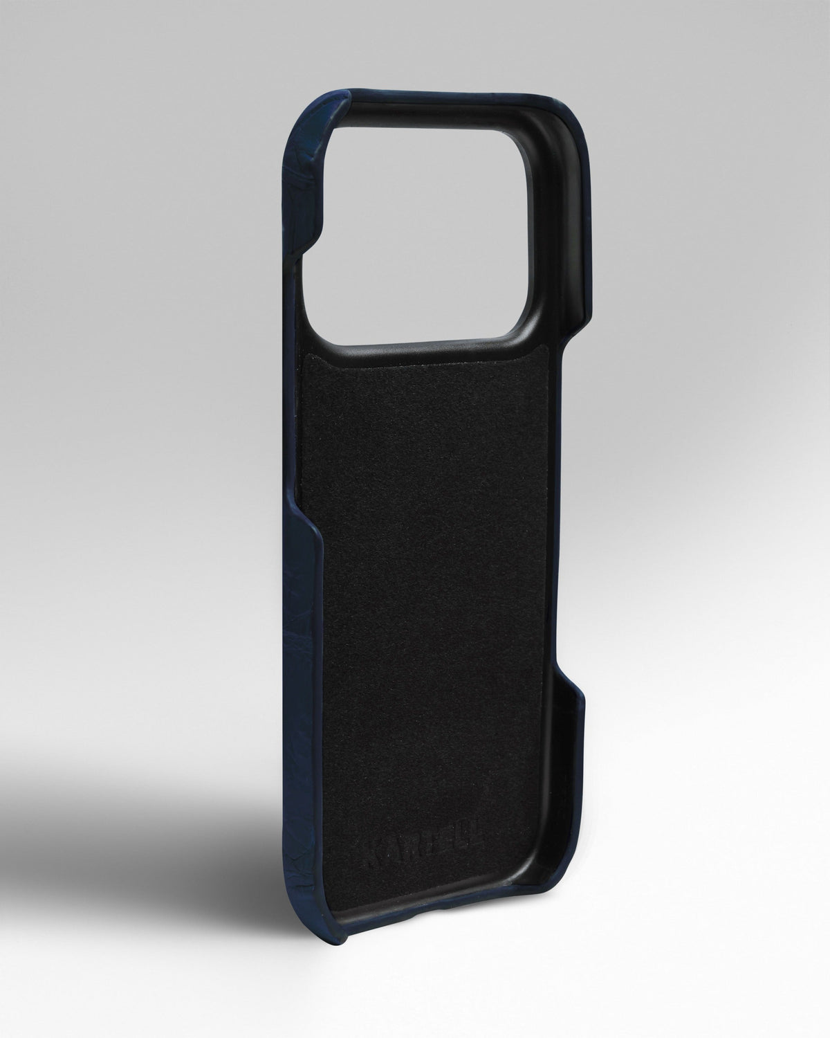 Navy Blue Crocodile Leather Full-Wrap Case for iPhone 18 Pro