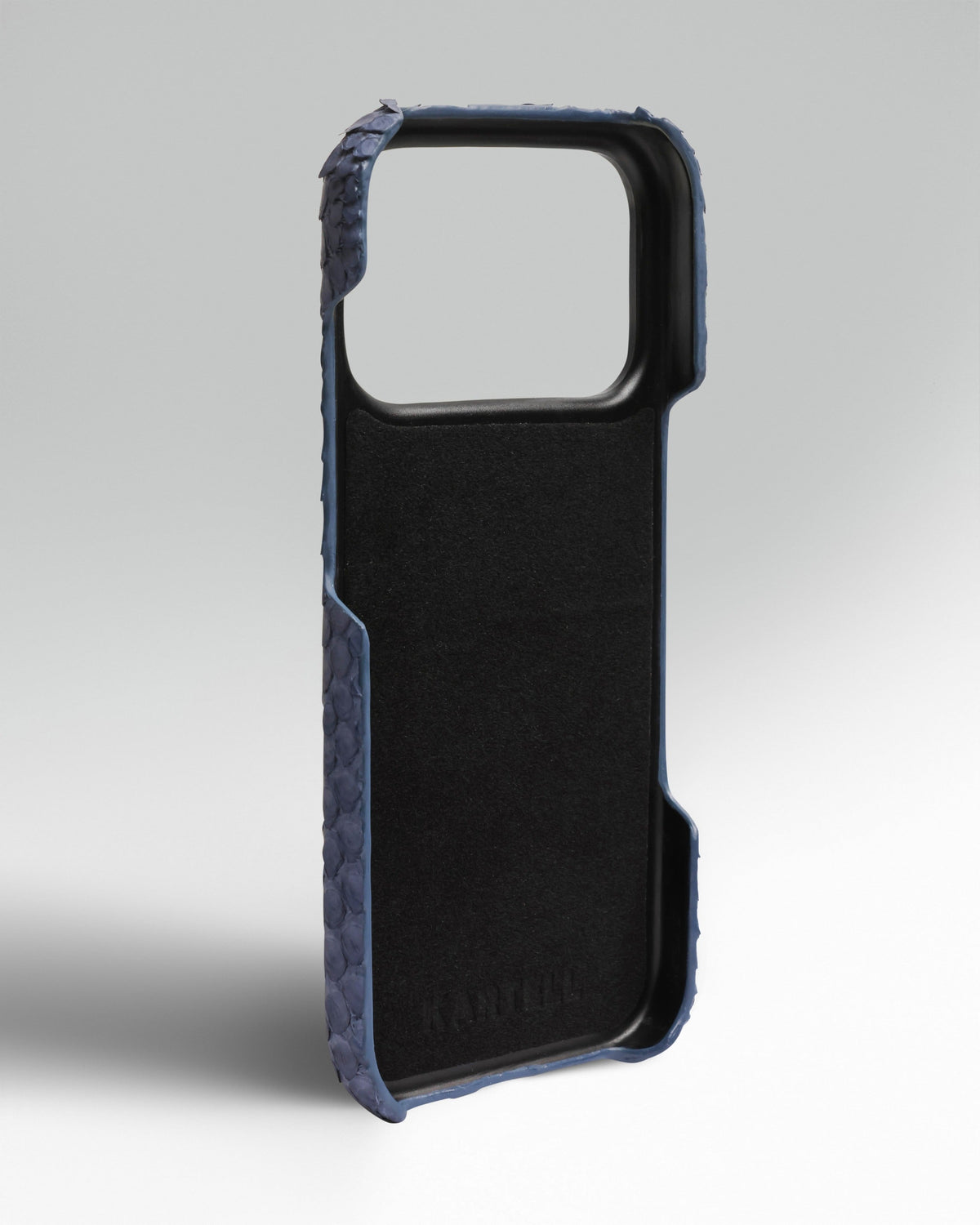 Blue-Gray Python Leather Full-Wrap Case for iPhone 18 Pro Max