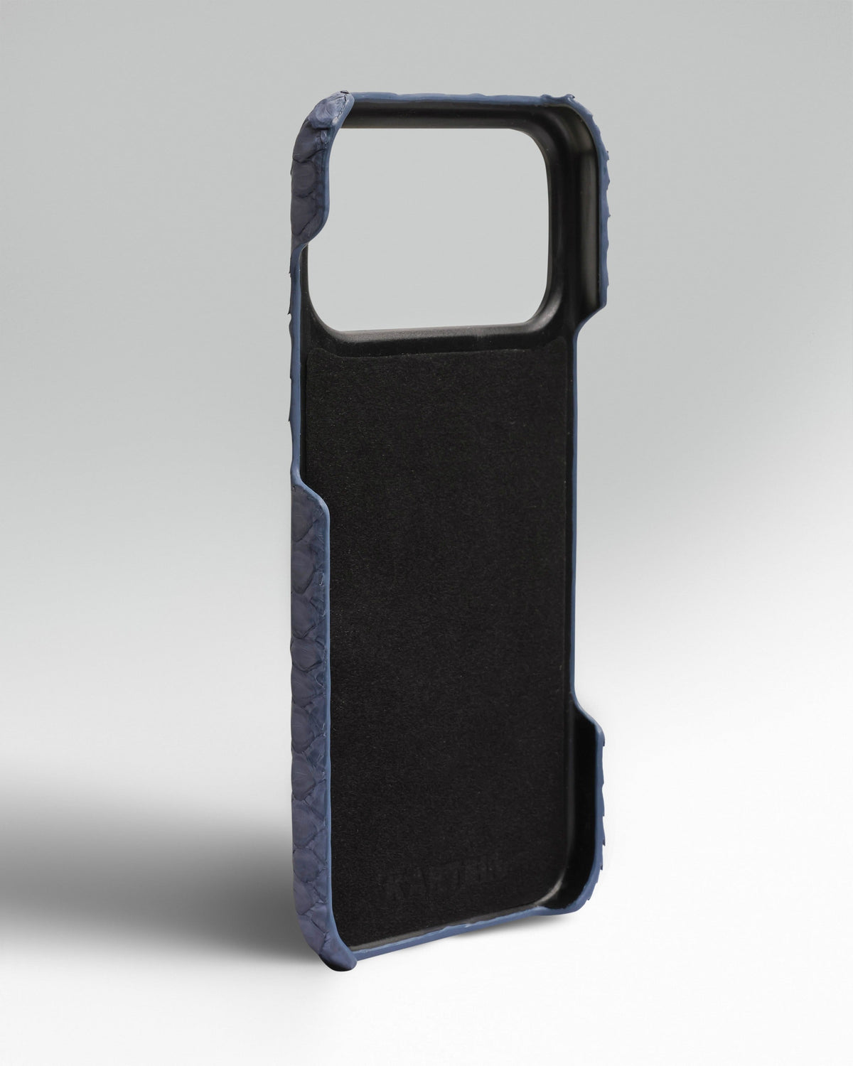 Blue-Gray Python Leather Full-Wrap Case for iPhone 17 Pro