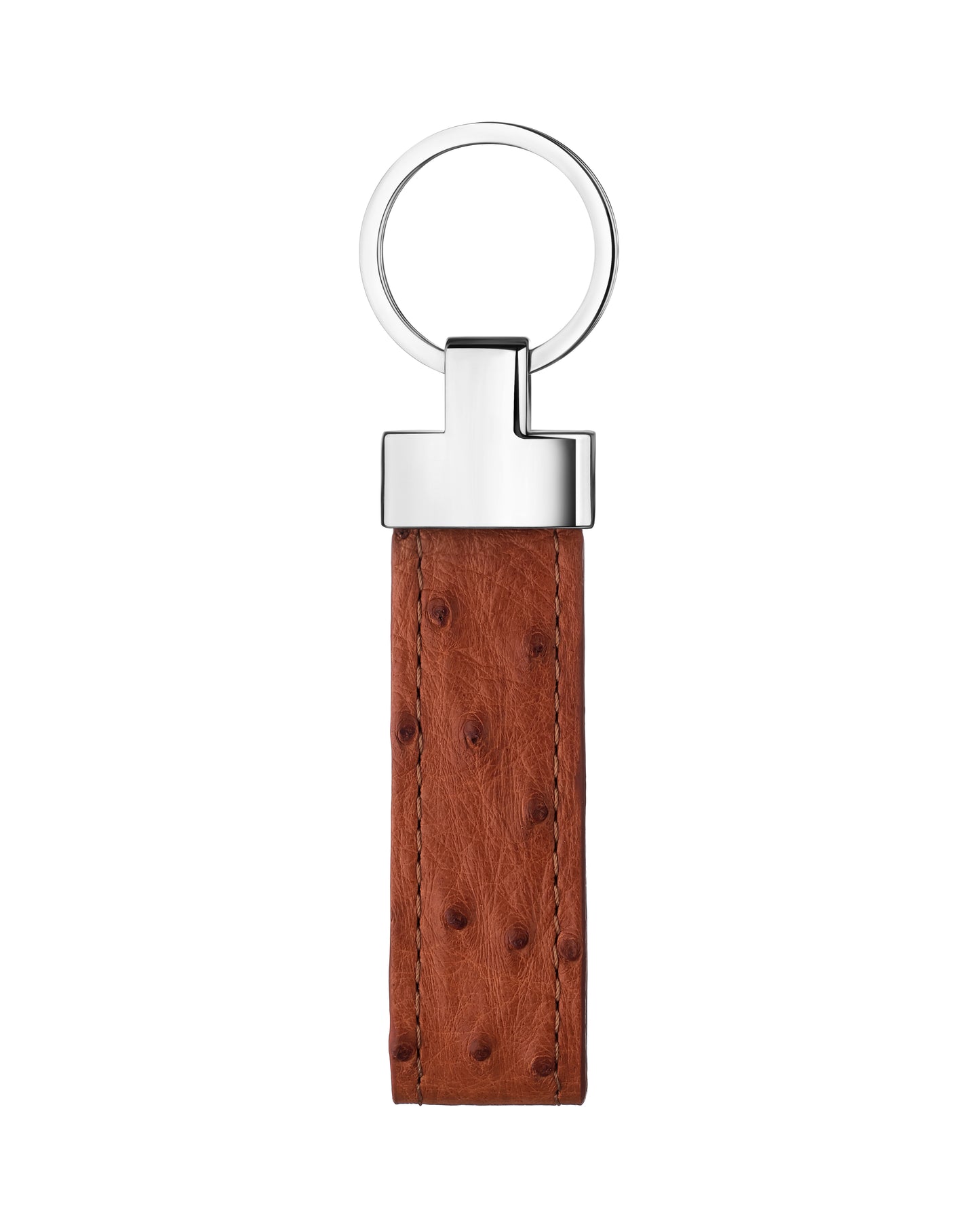 Brown Ostrich Leather Keychain