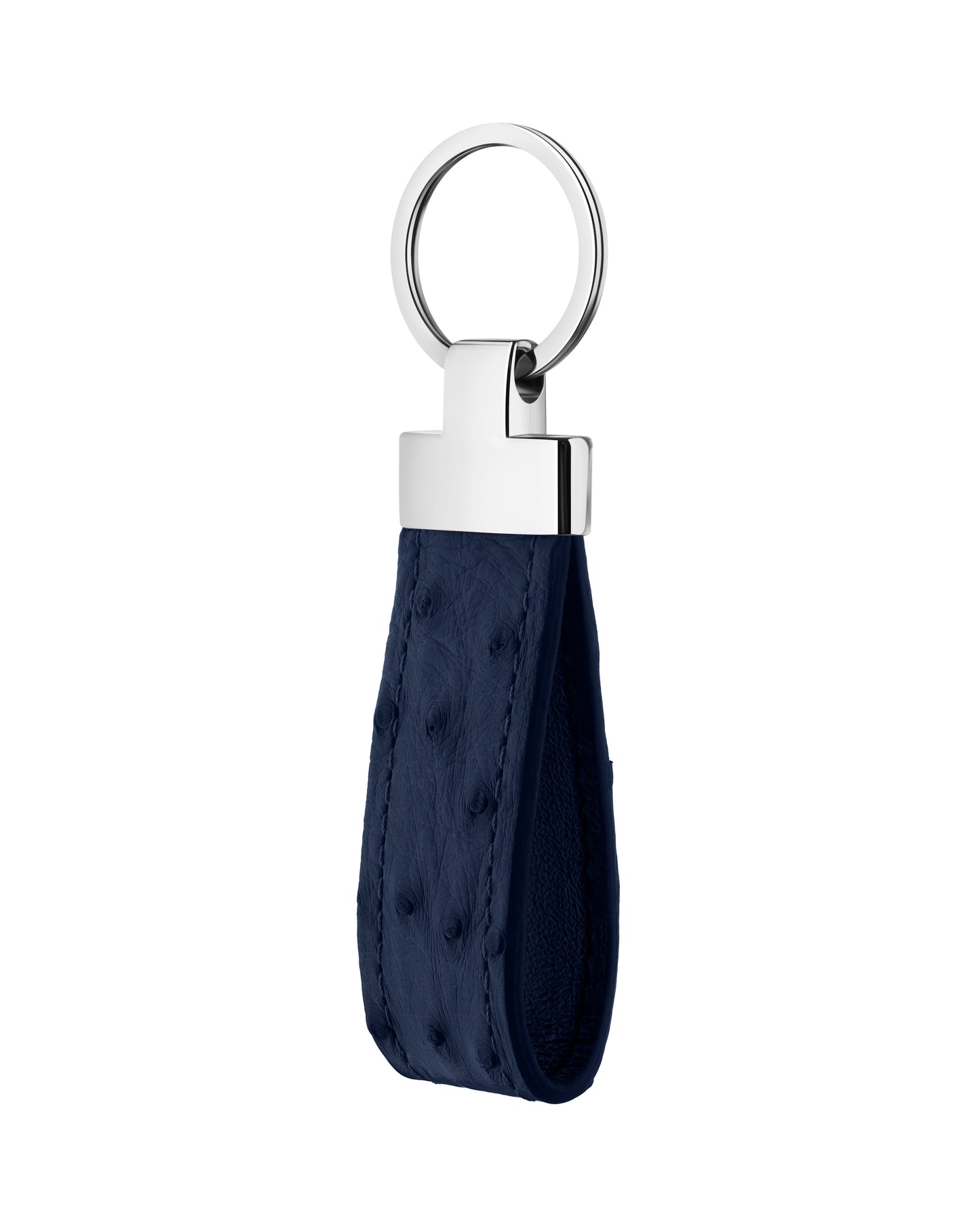 Navy Blue Ostrich Leather Keychain