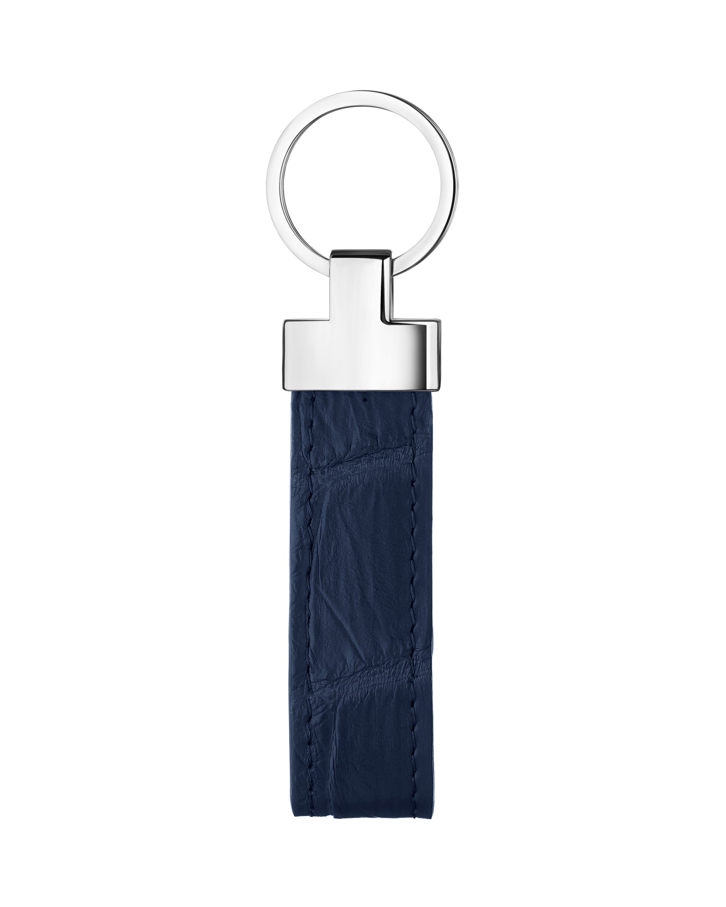 Navy Blue Crocodile Leather Keychain