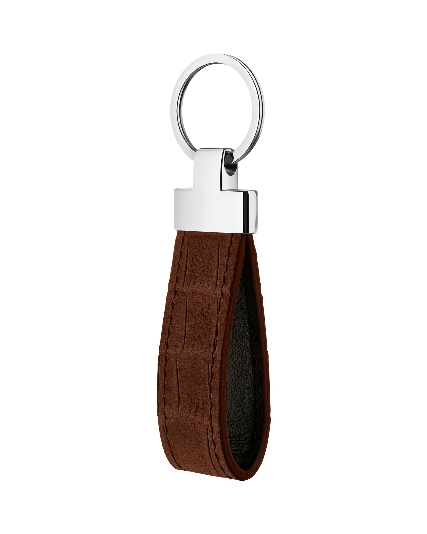 Ginger Crocodile-Embossed Leather Keychain