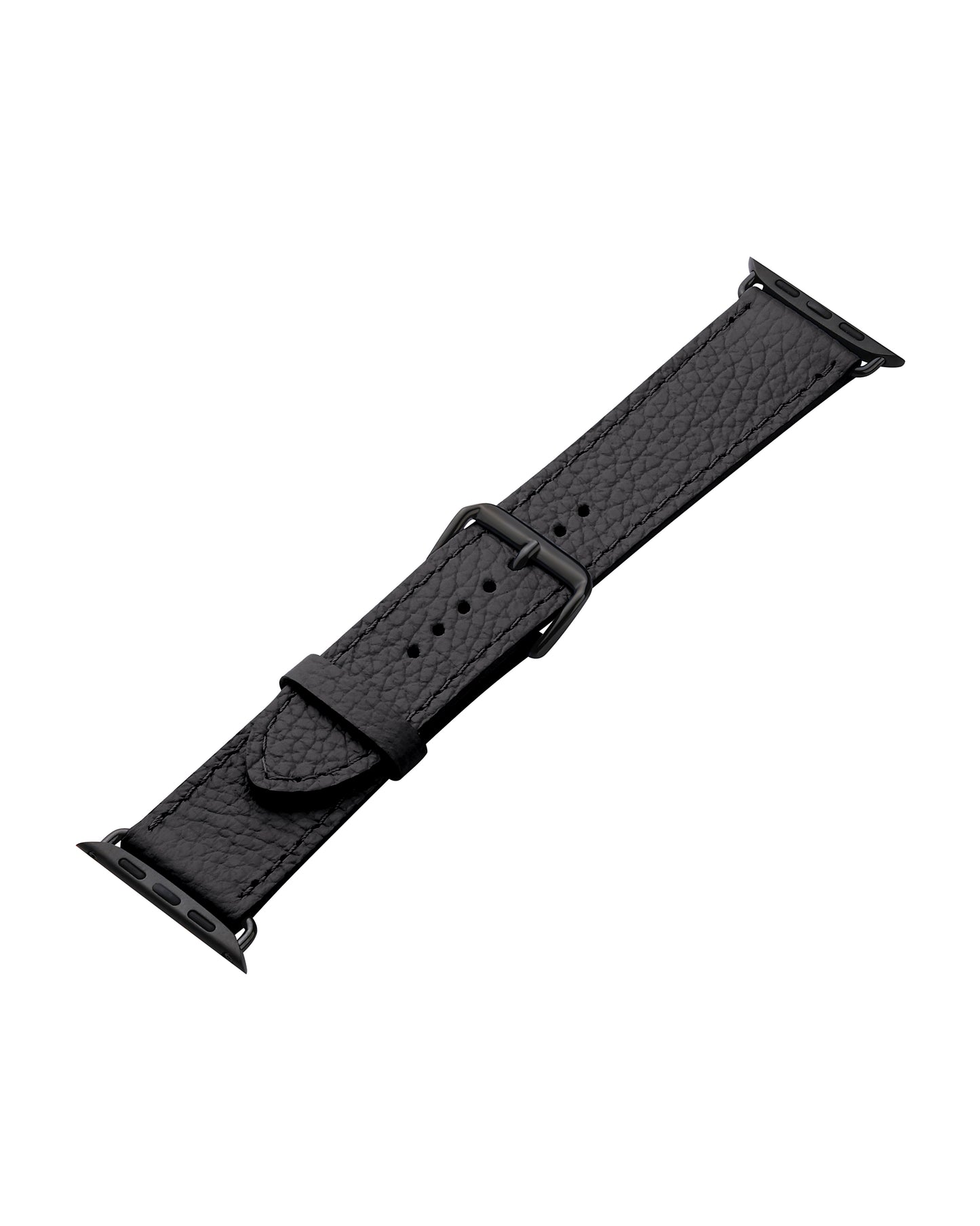 Black Textured Calf Leather Apple Watch Strap