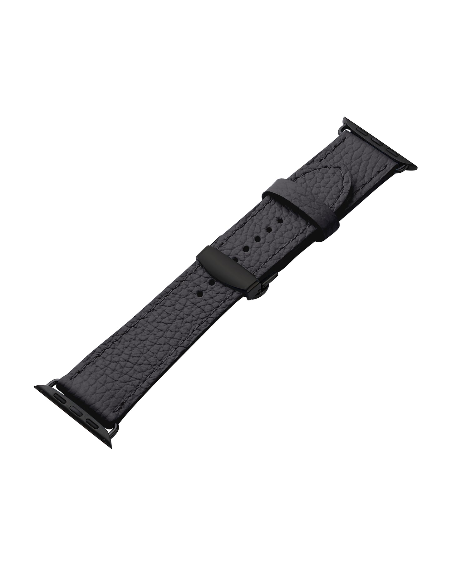 Black Textured Calf Leather Apple Watch Strap