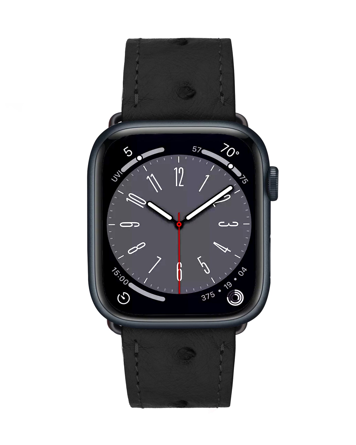 Black Ostrich Leather Apple Watch Strap