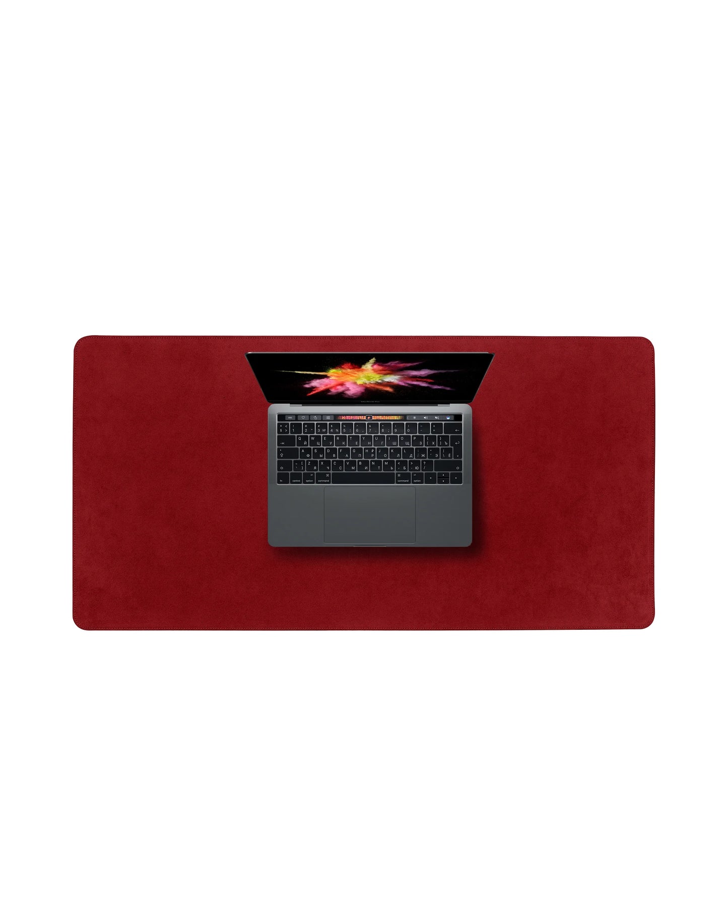 Red Alcantara Leather Desk Pad