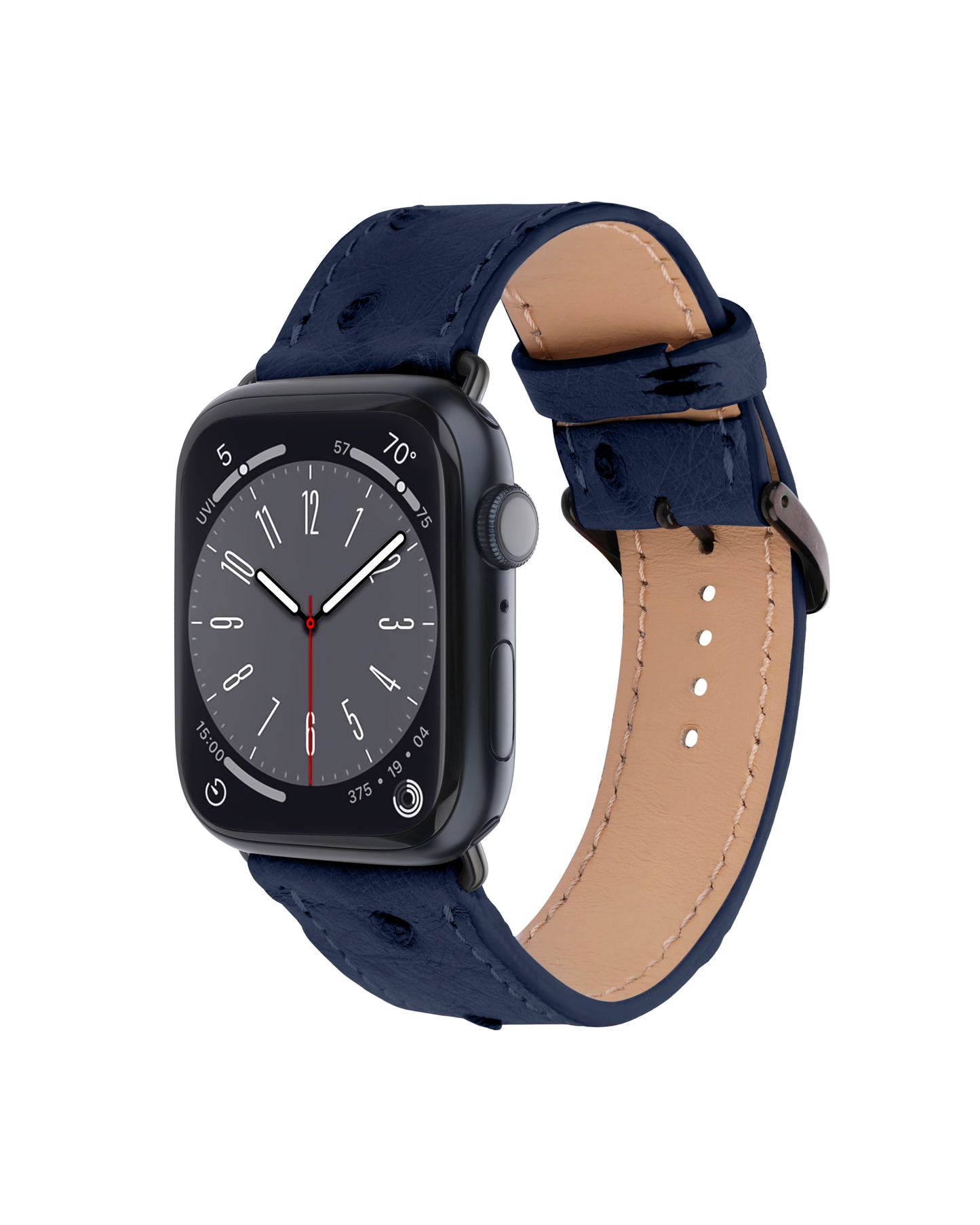Ремінець Apple Watch зі шкіри страуса темно-синього кольору