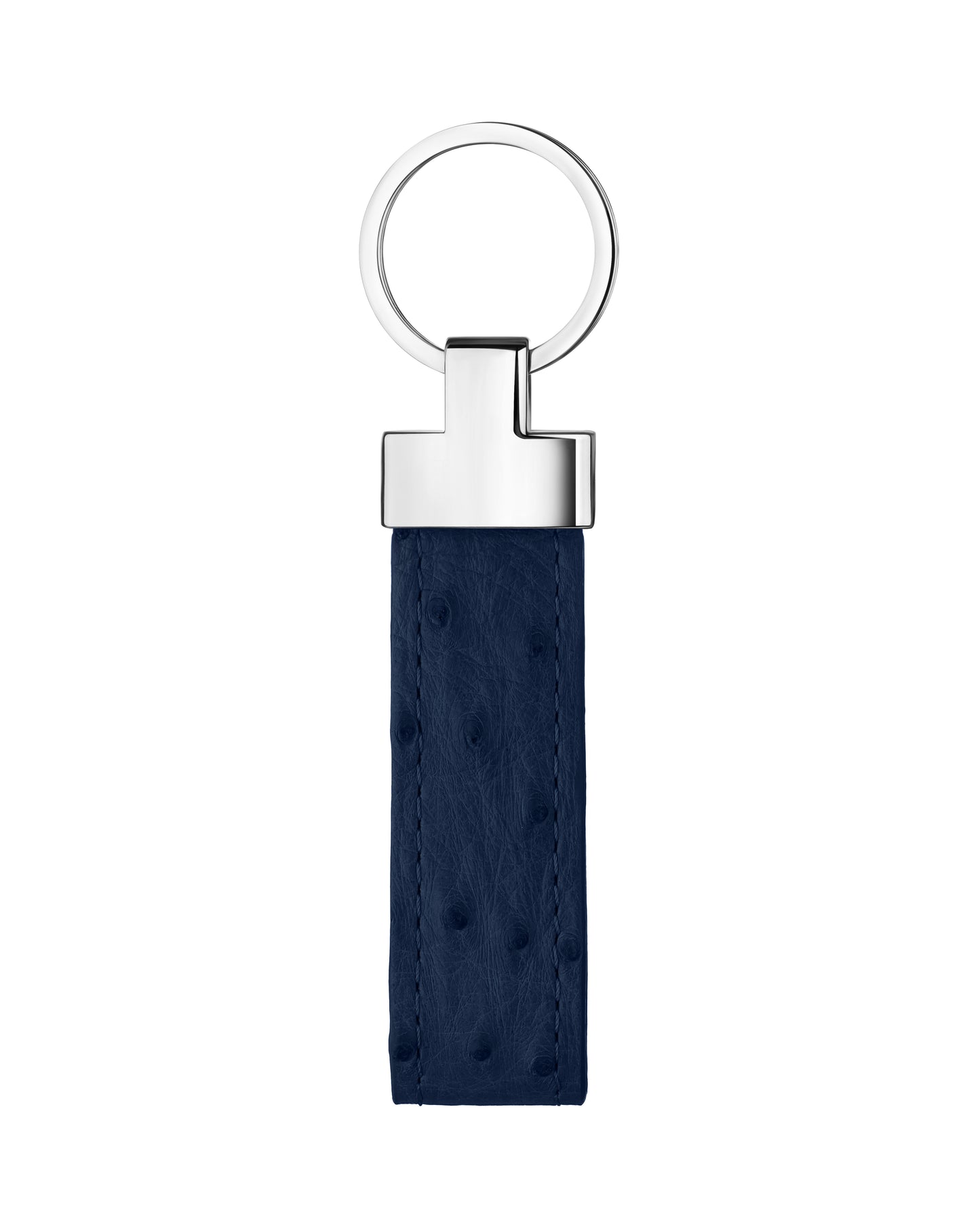 Navy Blue Ostrich Leather Keychain