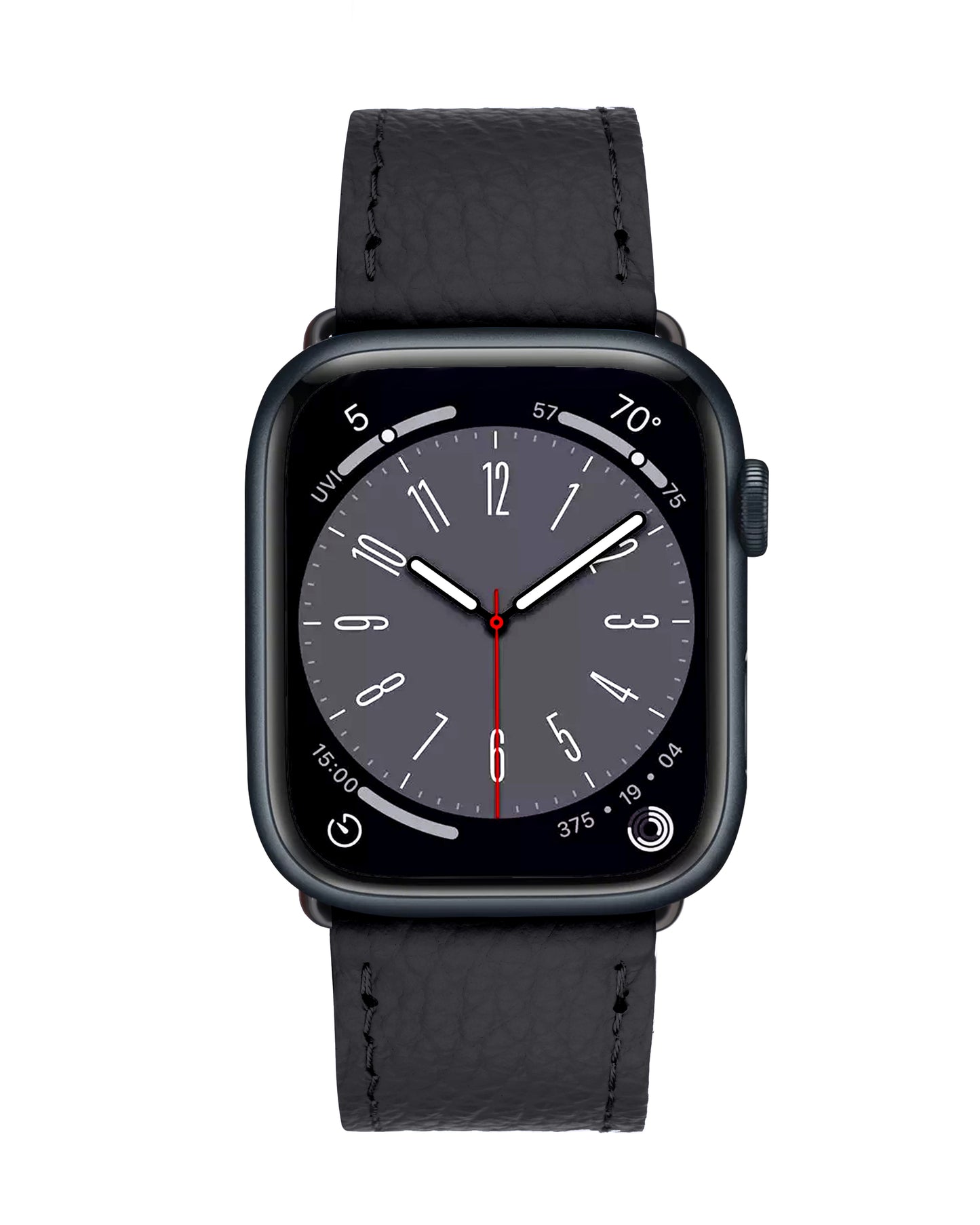 Black Textured Calf Leather Apple Watch Strap