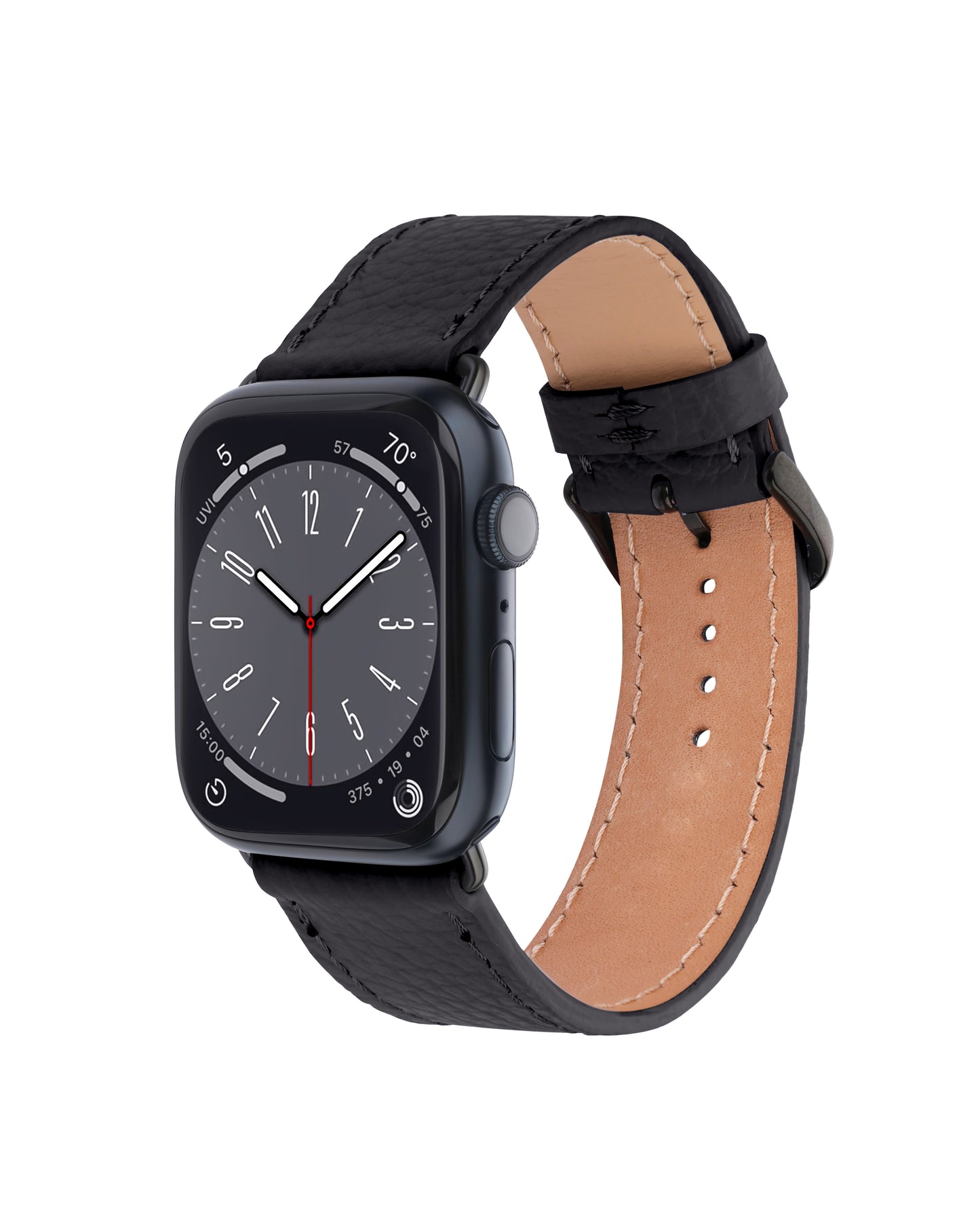 Black Textured Calf Leather Apple Watch Strap