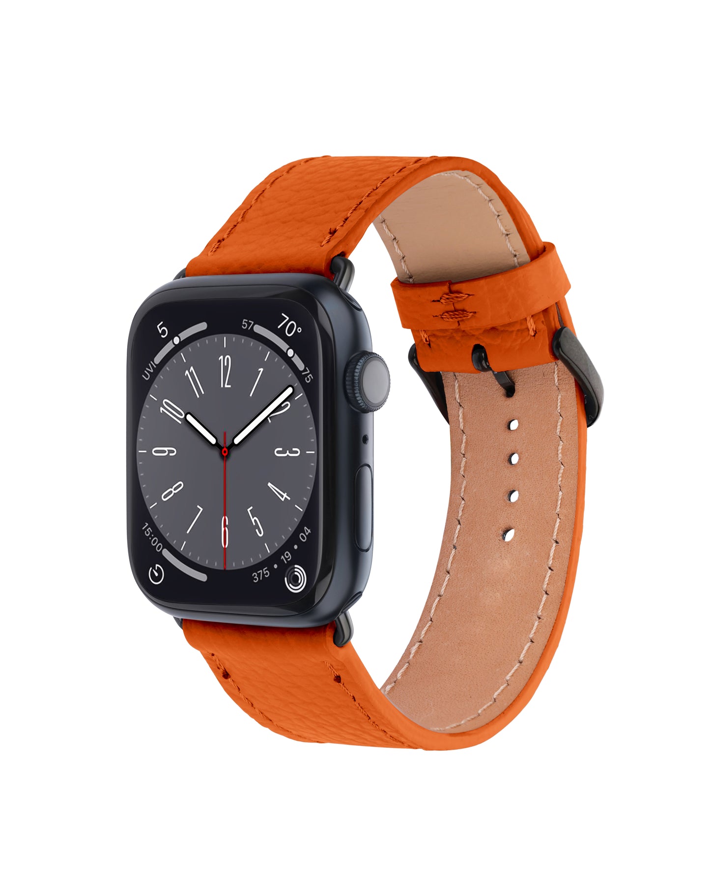 Orange Textured Calf Leather Apple Watch Strap
