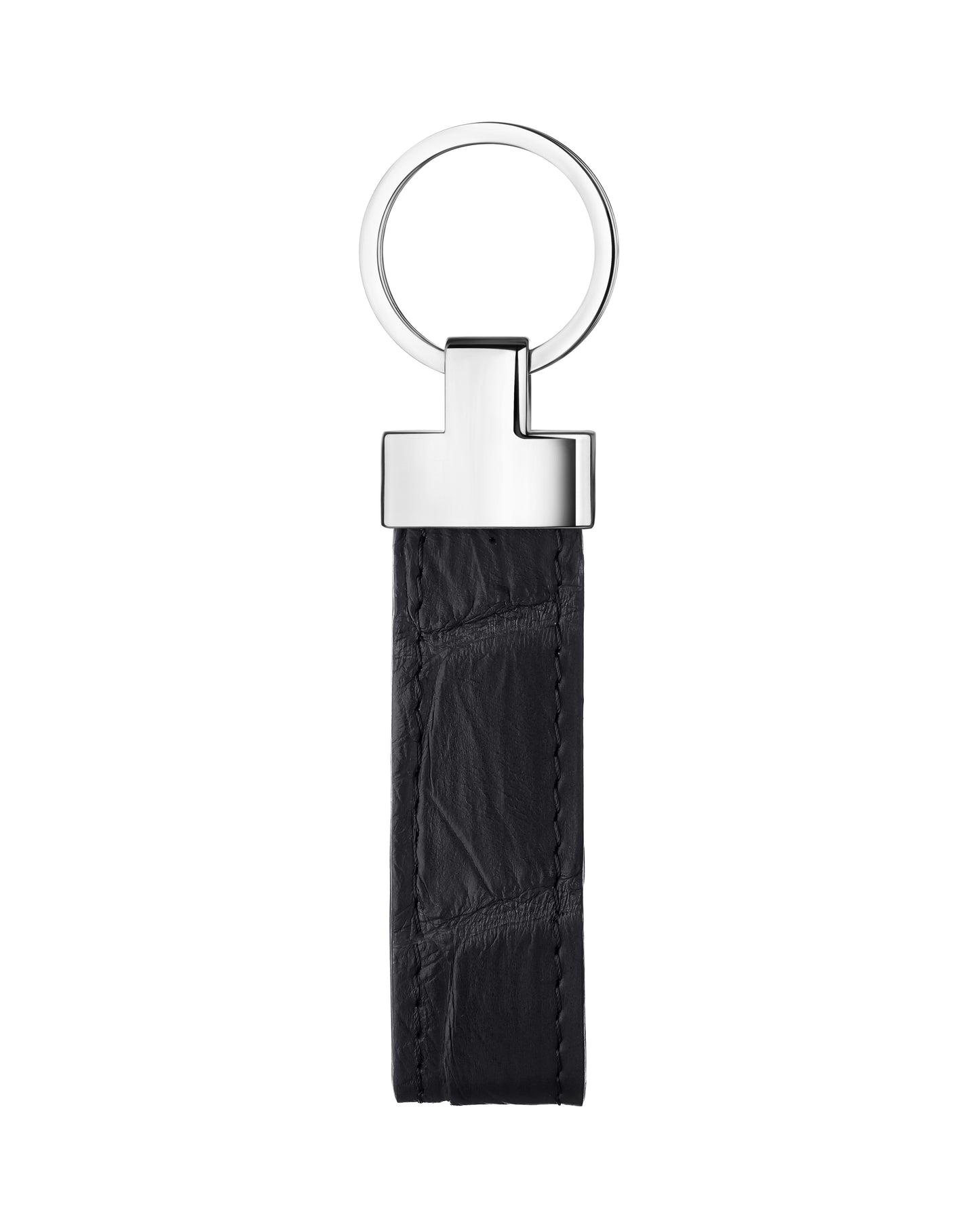 Black Crocodile Leather Keychain