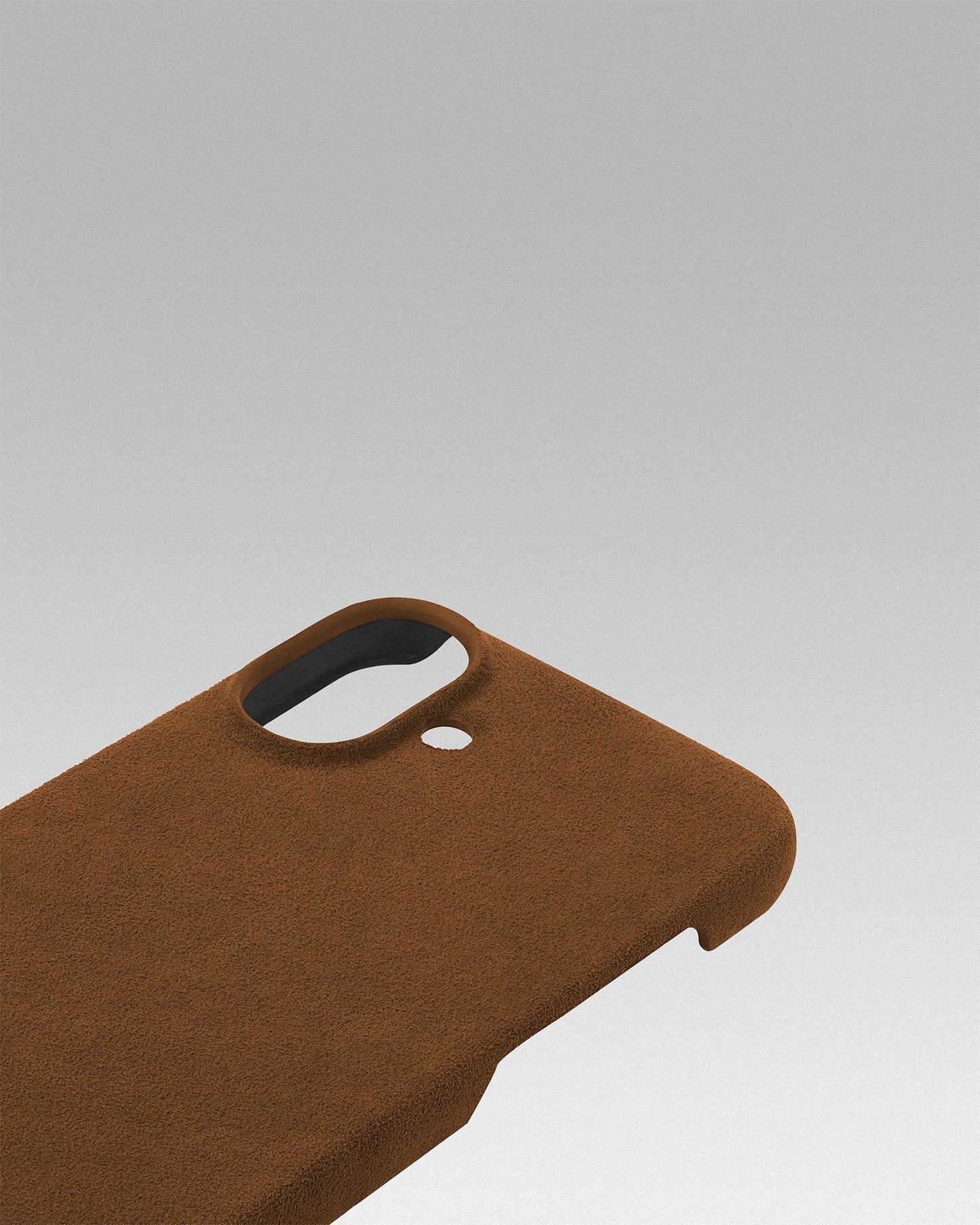 Коричневий чохол з алькантари для iPhone 15