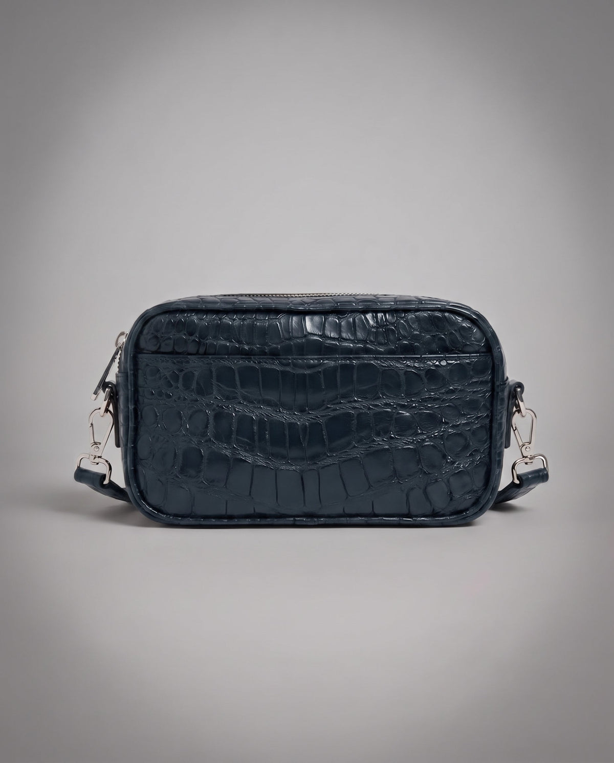 Navy Blue Crocodile Leather Crossbody Bag Reborn