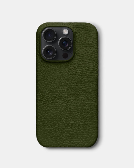 Dark Green Leather Case for iPhone 15 Pro