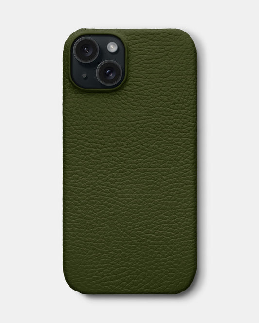 Dark Green Leather Case for iPhone 15 Plus