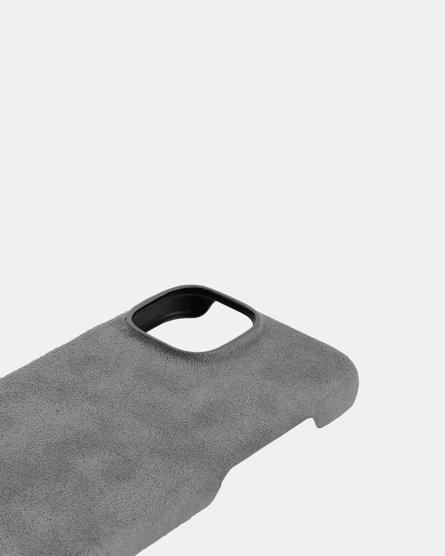 Світло-сірий чохол з алькантари для iPhone 15