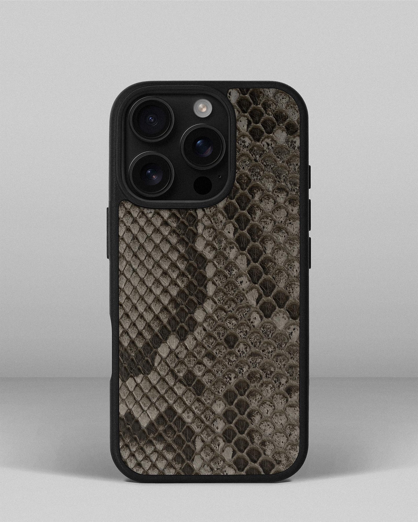 Grey Python Skin Sport Case for iPhone 16 Pro