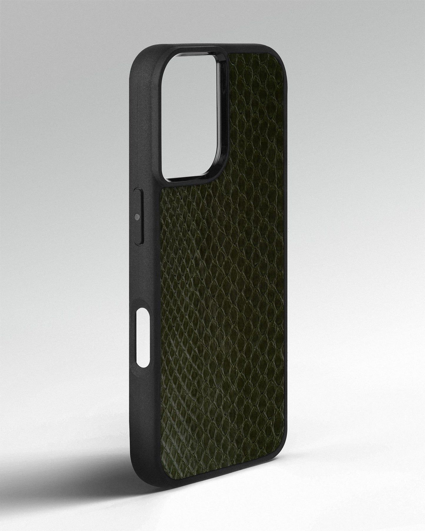 Olive Python Skin Sport Case for iPhone 16 Plus