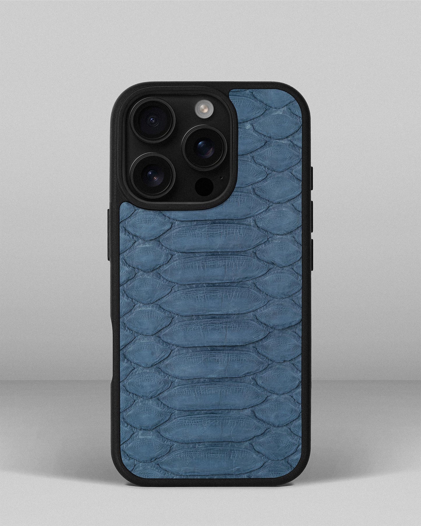 Light Blue Python Leather Sport Case for iPhone 14 Pro