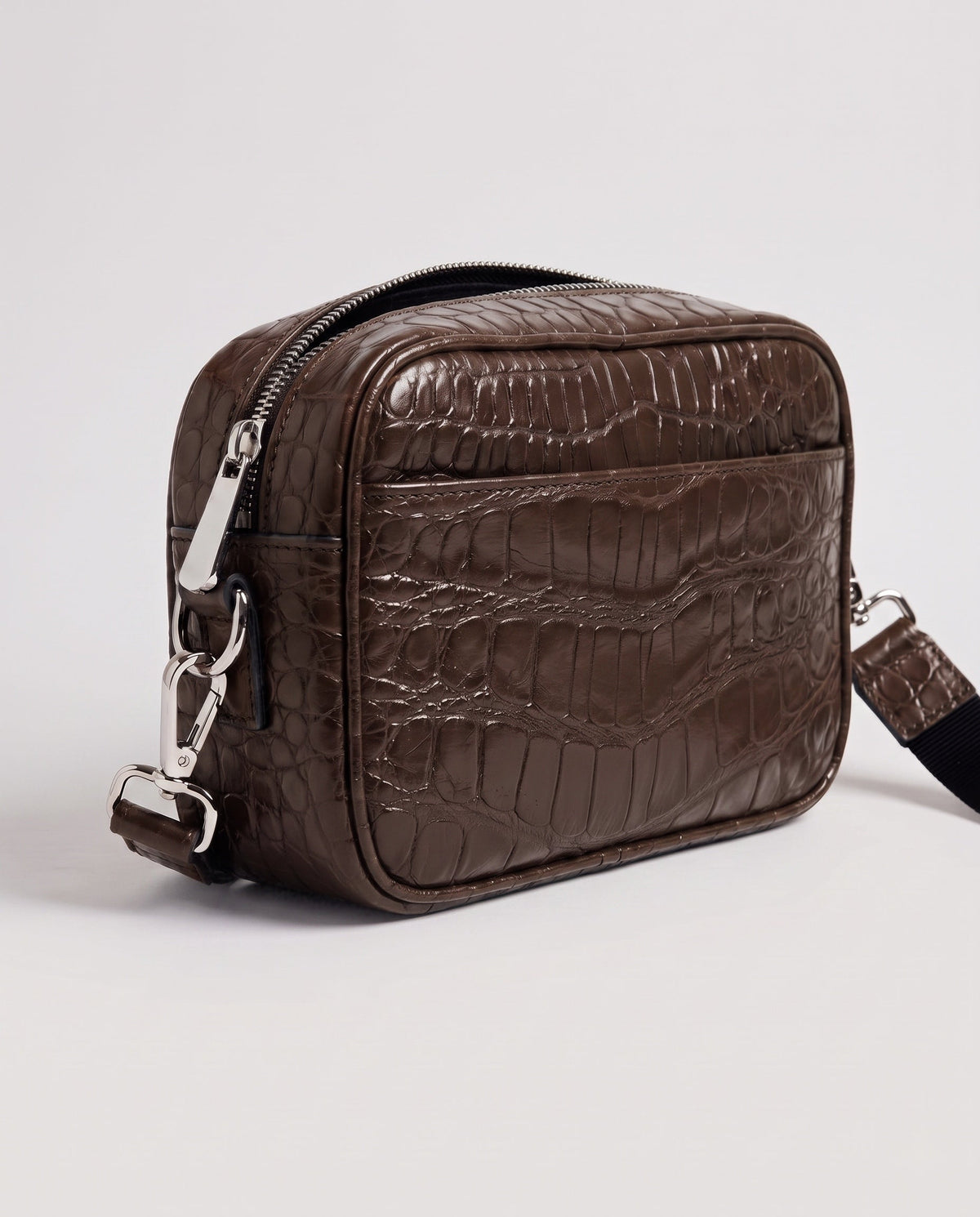 Dark Brown Crocodile Leather Crossbody Bag Reborn