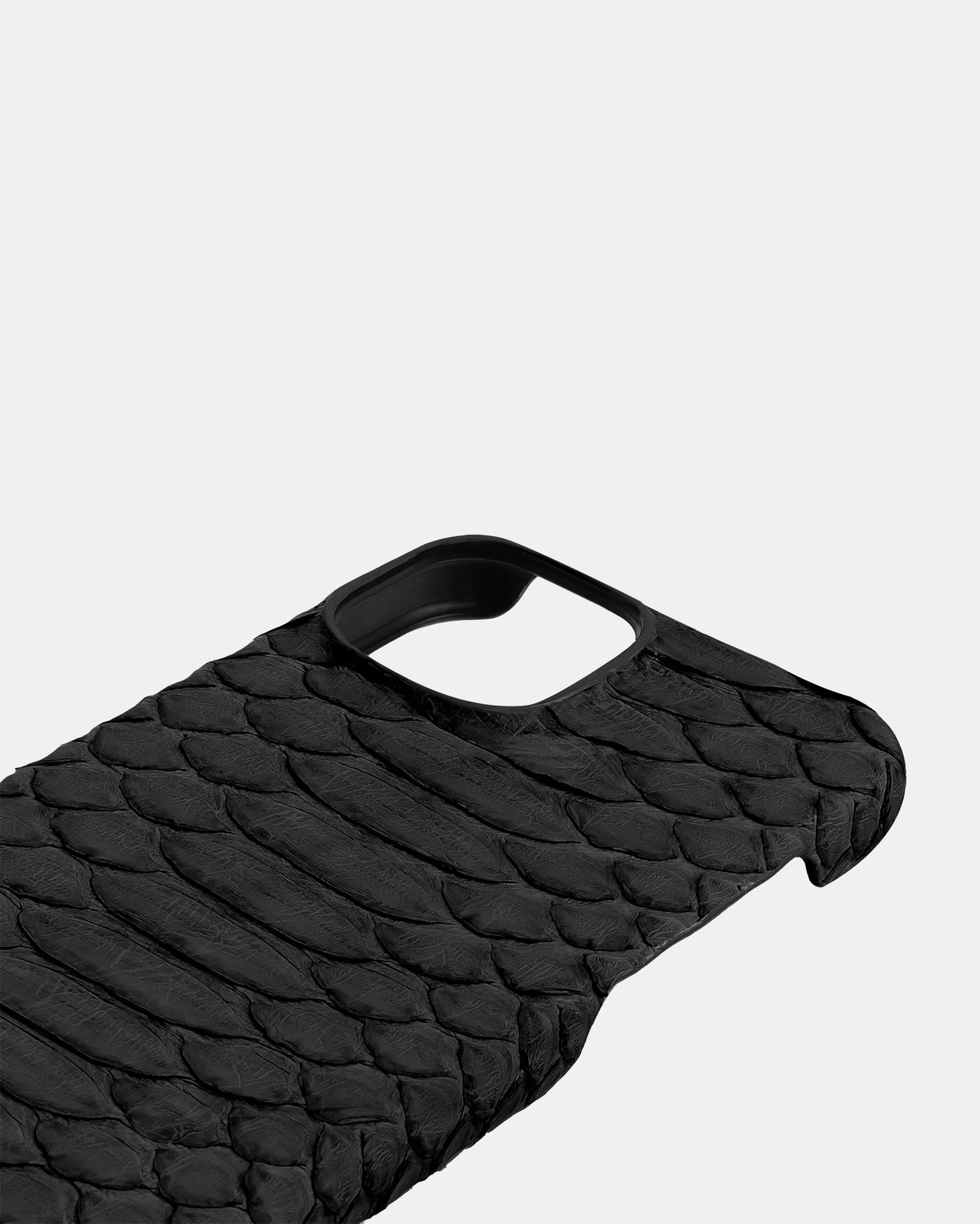 Genuine Black Python Leather Case for iPhone 15 Plus