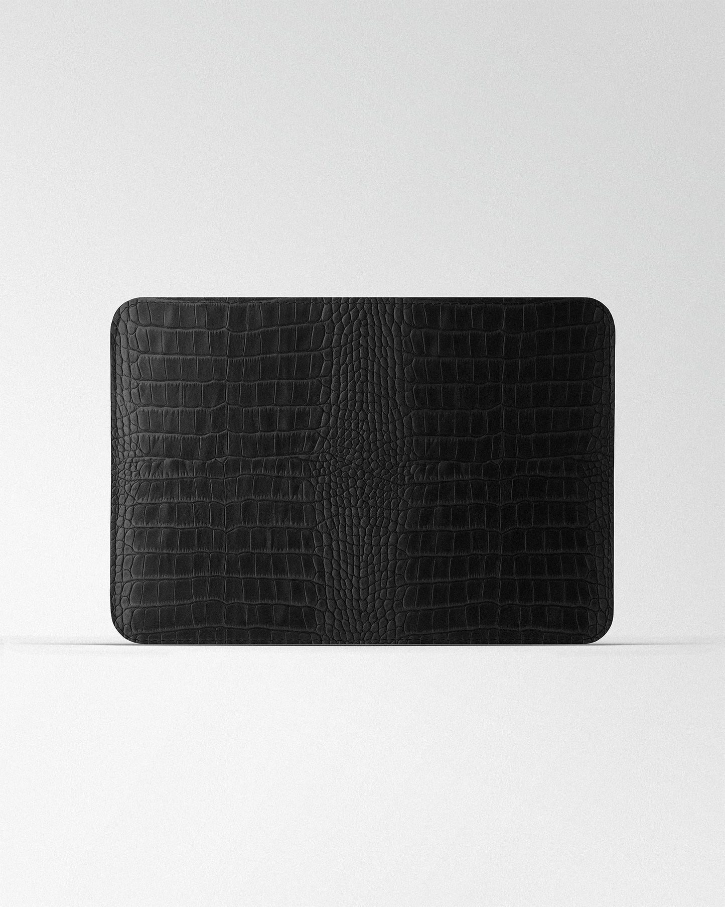Minimalist MacBook Sleeve With Black Crocodile Embossing