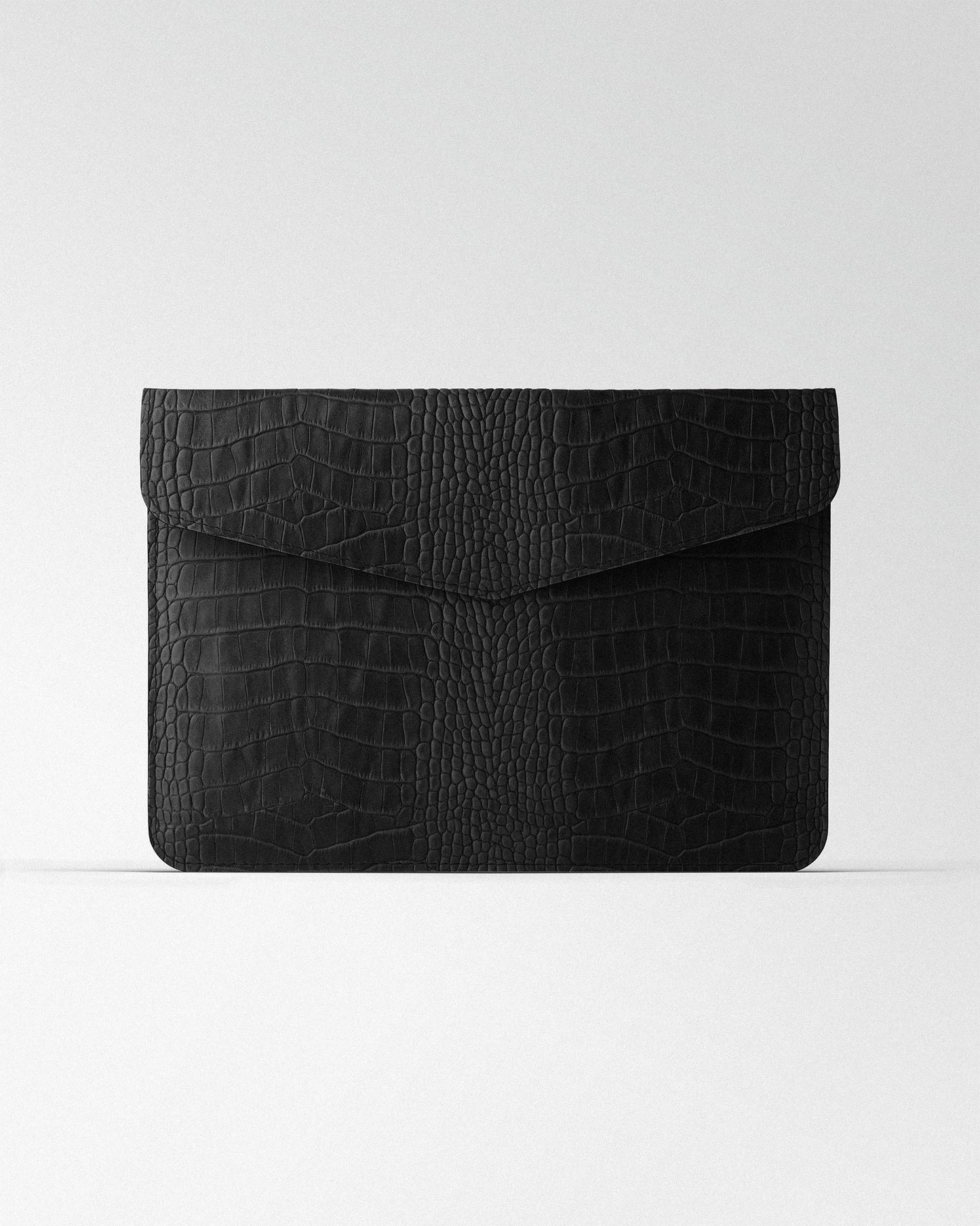 Magnetic MacBook Sleeve with Black Crocodile Embossing