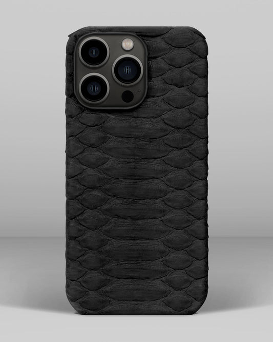 Натуральний чорний шкіряний чохол Python для iPhone 13 Pro Max