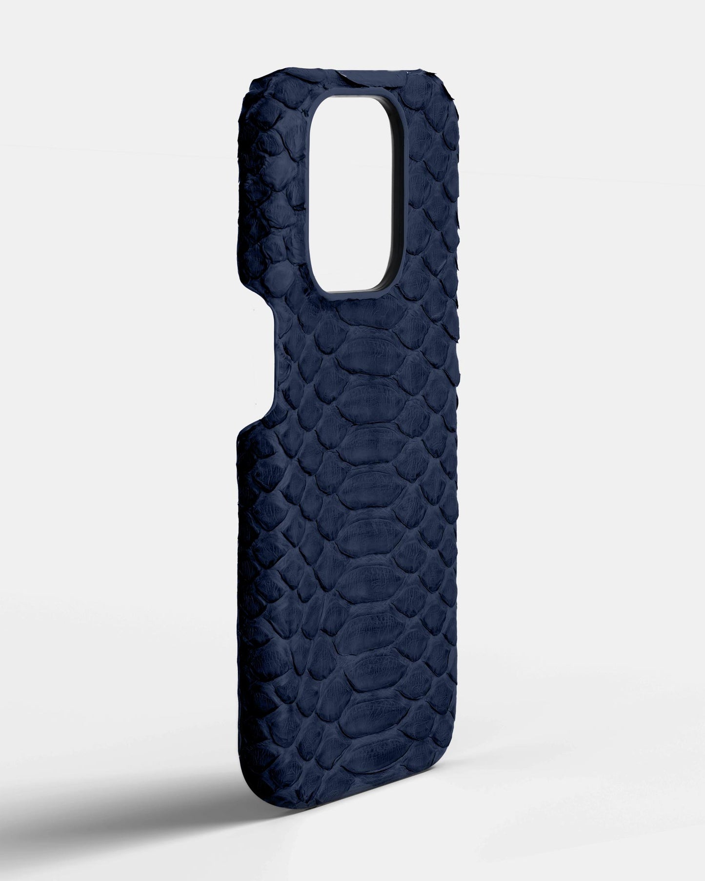 Genuine Navy Blue Python Leather Case for iPhone 16 Pro Max