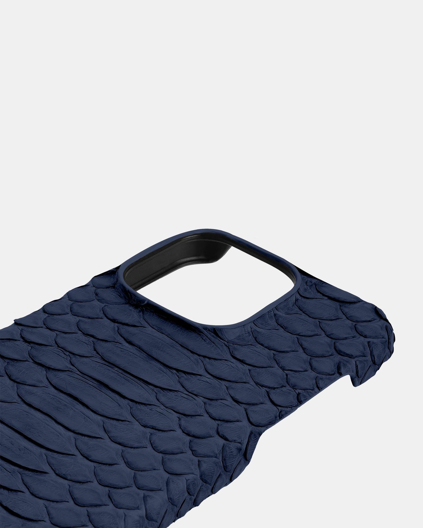 Genuine Navy Blue Python Leather Case for iPhone 16 Pro Max