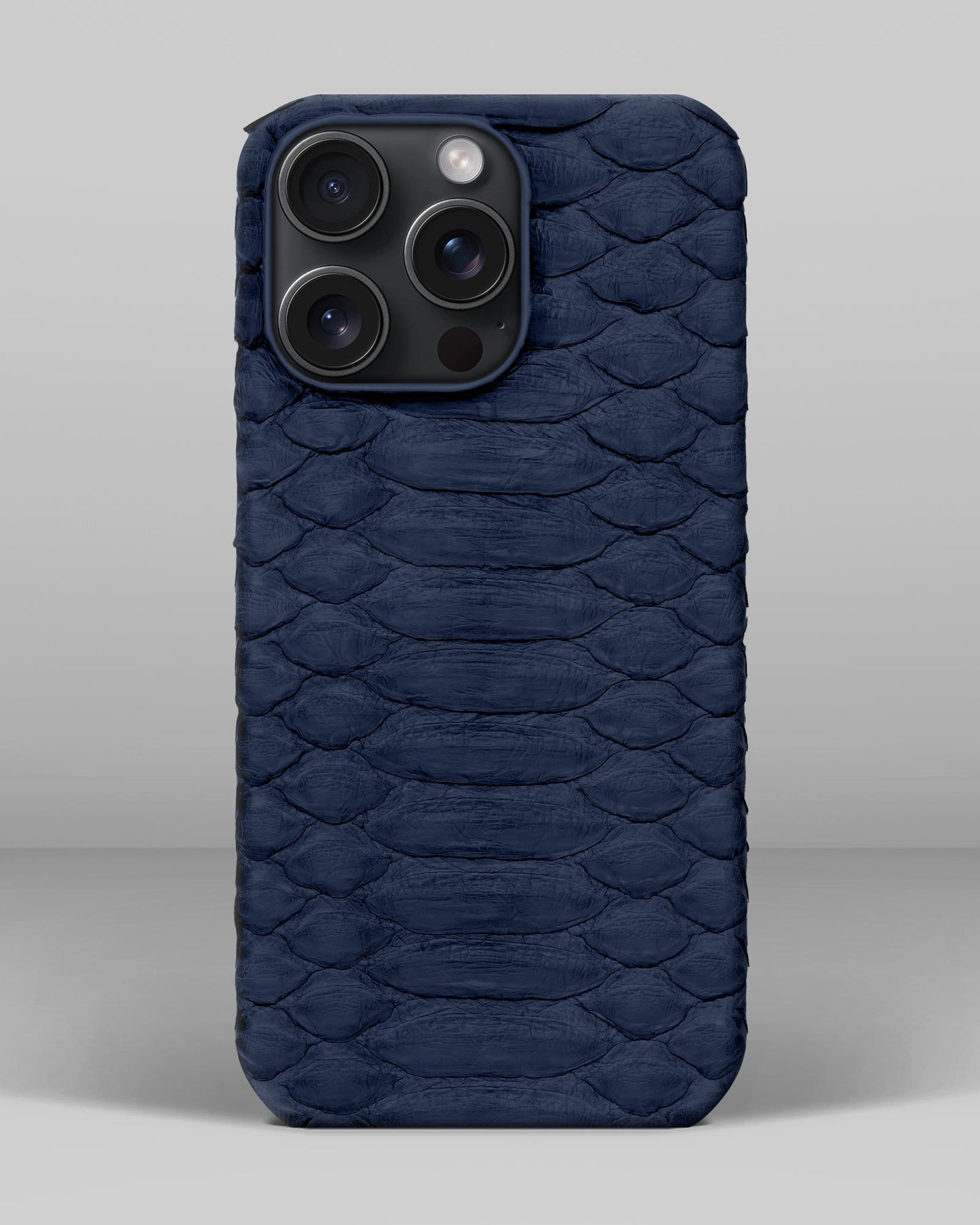 Genuine Navy Blue Python Leather Case for iPhone 16 Pro Max