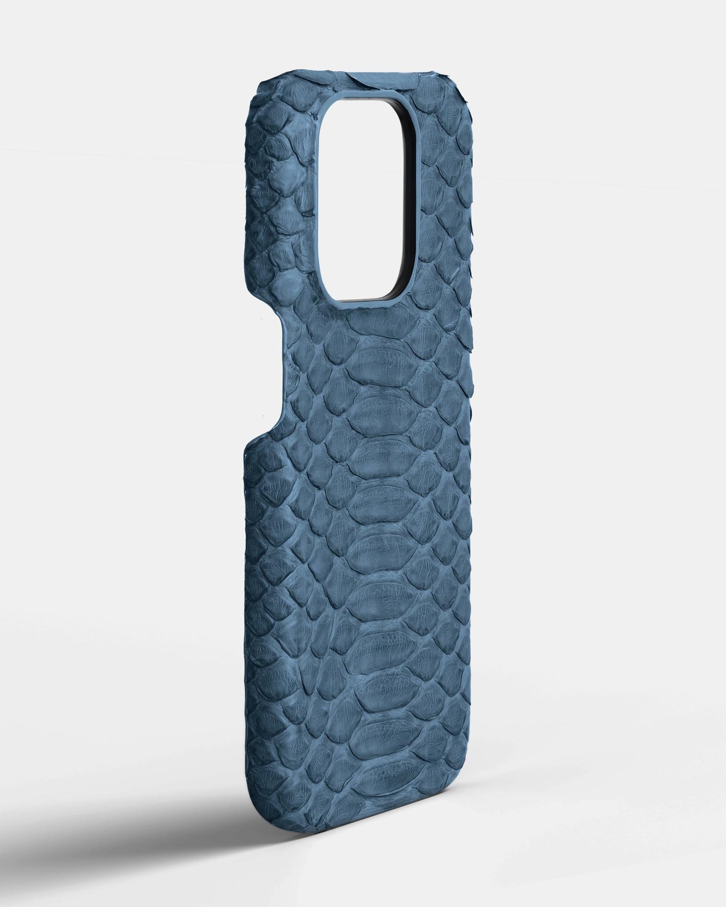 Genuine Light Blue Python Leather Case for iPhone 16 Pro Max