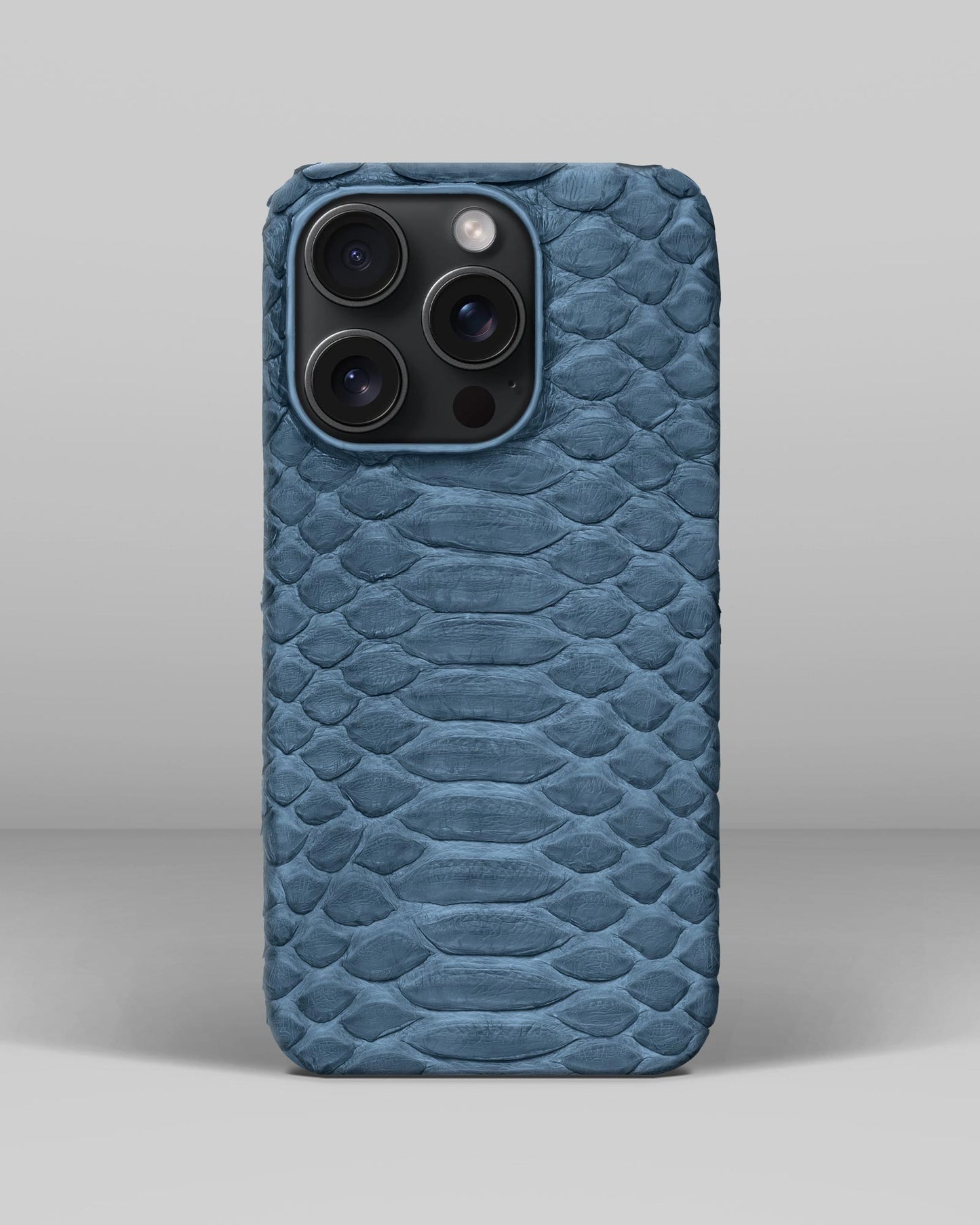 Genuine Light Blue Python Leather Case for iPhone 16 Pro
