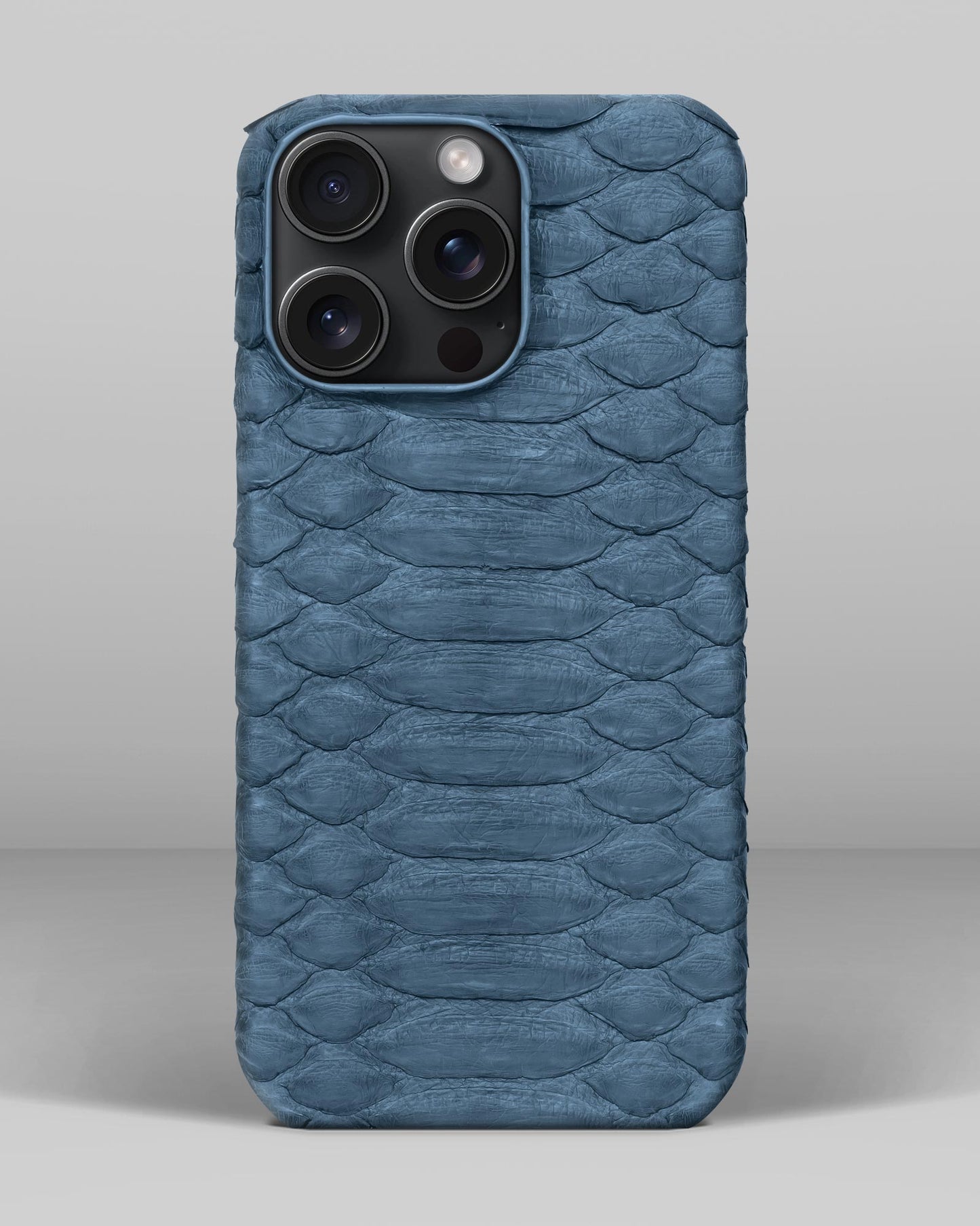 Genuine Light Blue Python Leather Case for iPhone 16 Pro Max