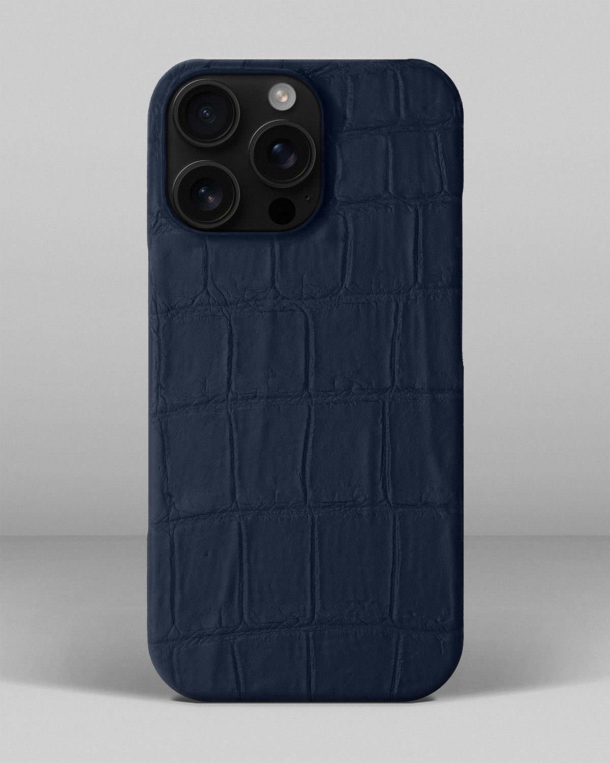 Navy Blue Crocodile Leather Full-Wrap Case for iPhone 16 Pro Max