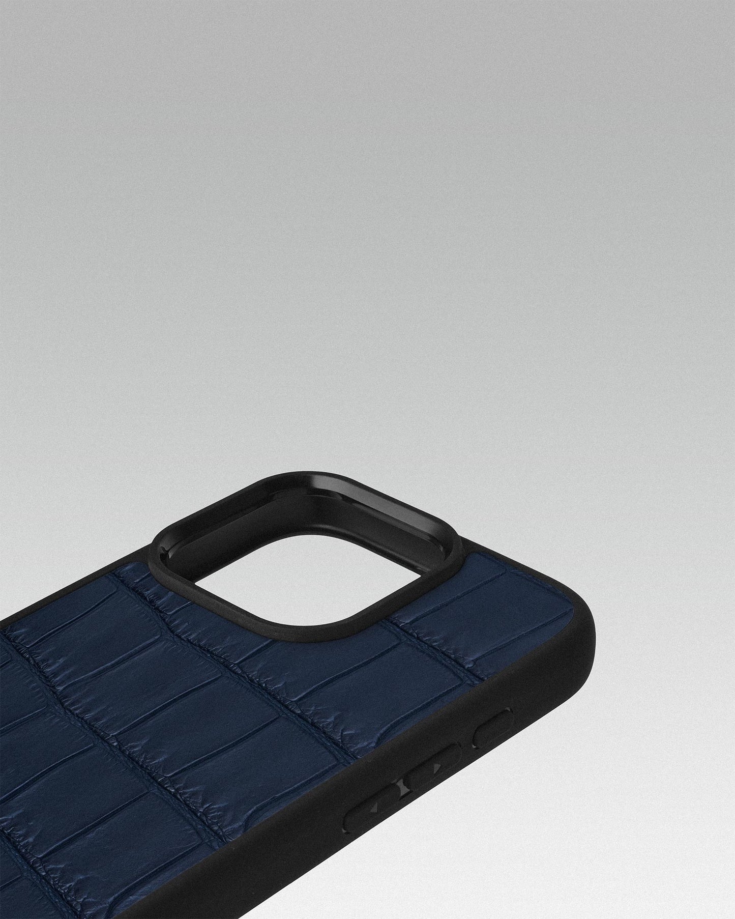 Dark Blue Crocodile Leather Sport Case for iPhone 16 Pro