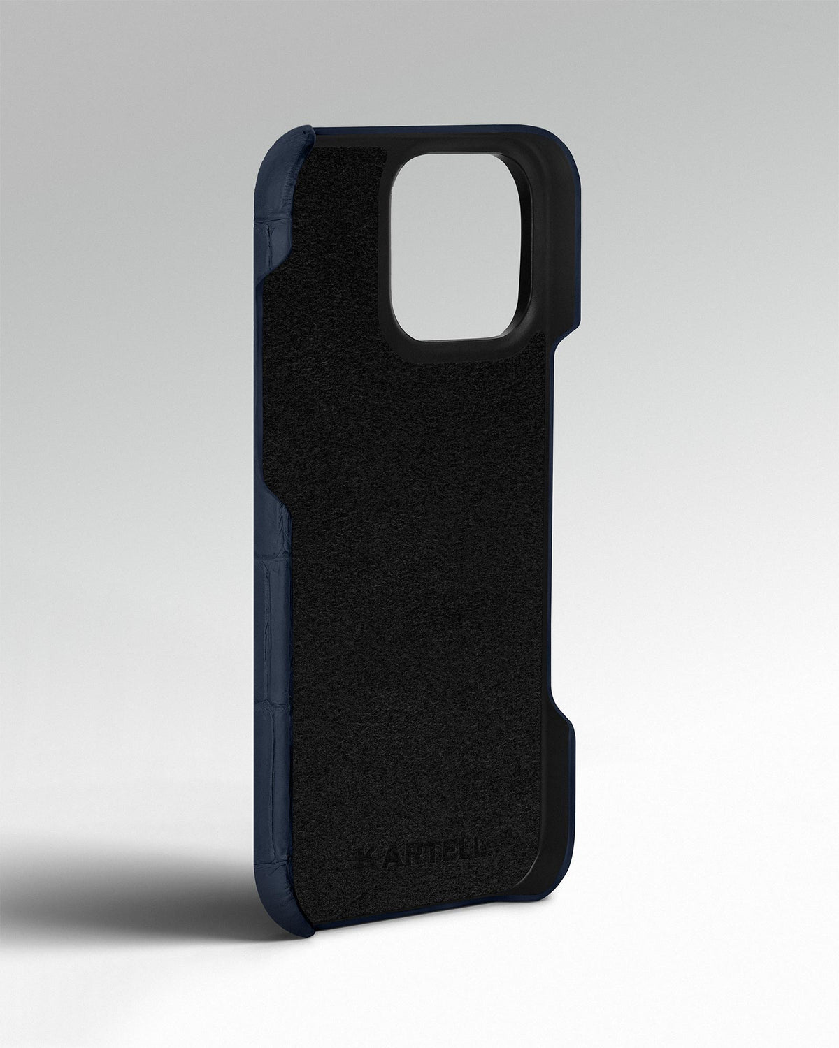 Navy Blue Crocodile Leather Full-Wrap Case for iPhone 14 Pro Max