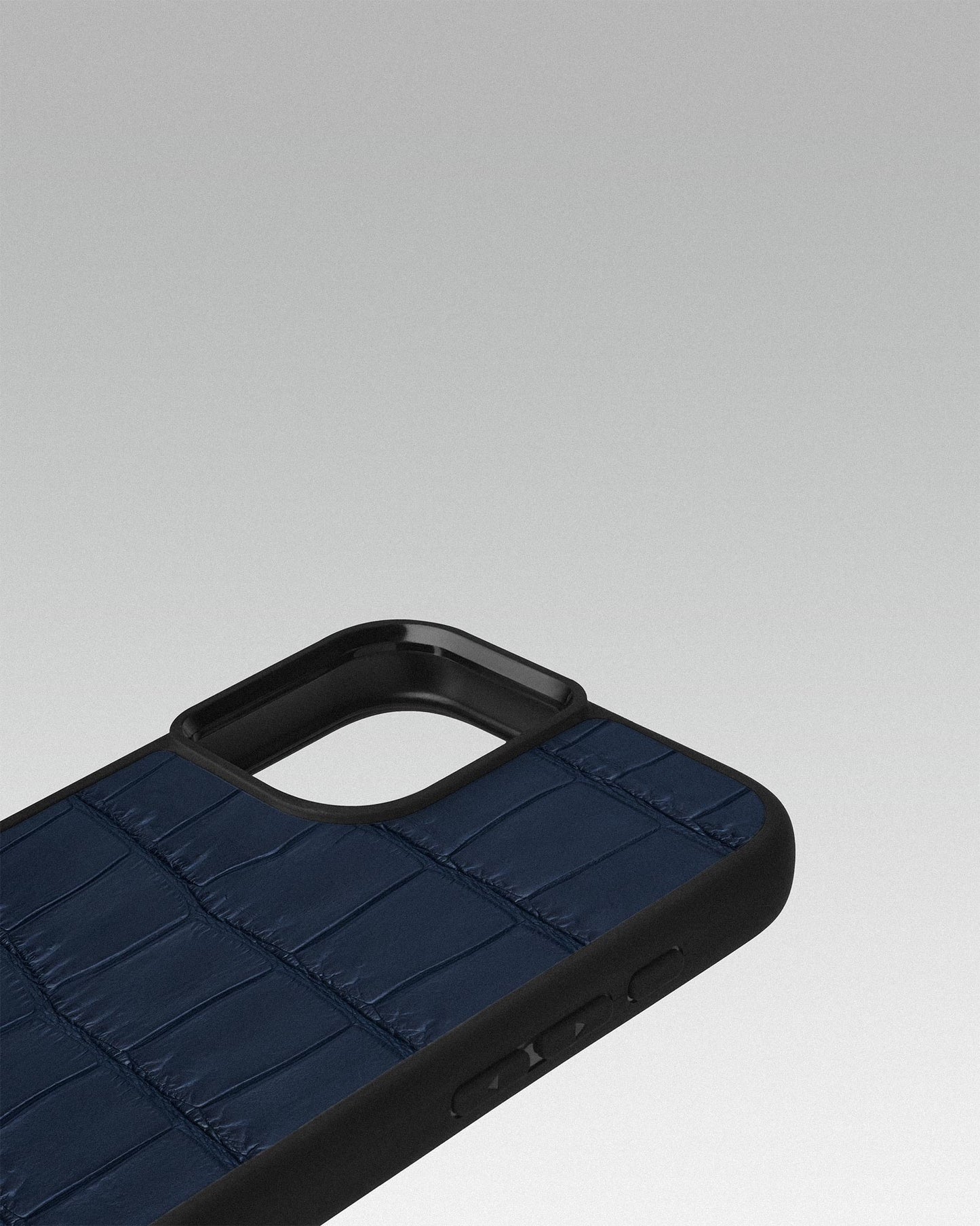 Dark Blue Crocodile Leather Sport Case for iPhone 16