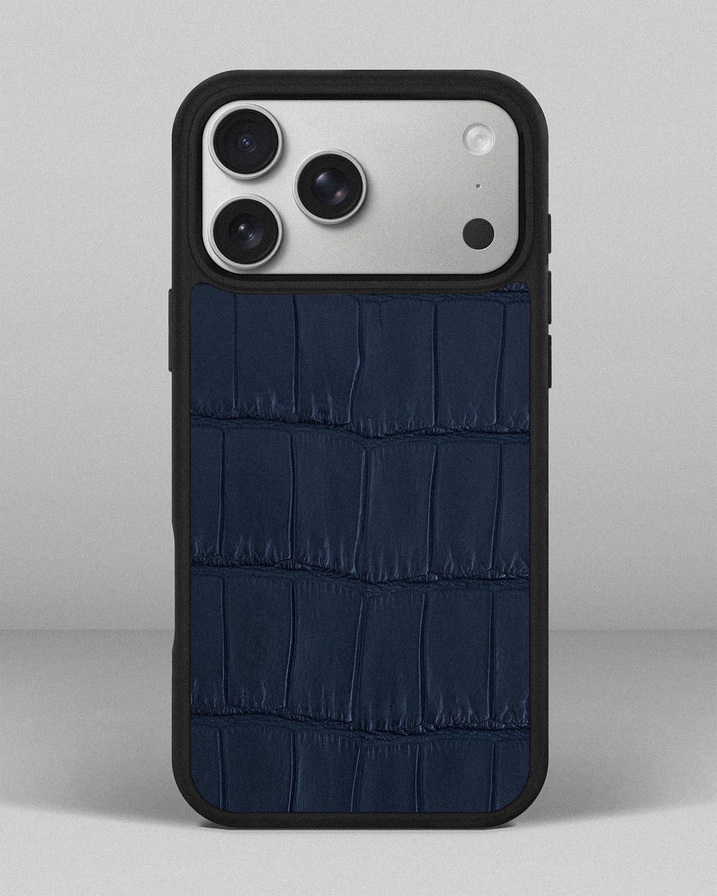 Dark Blue Crocodile Leather Sport Case for iPhone 17 Pro Max