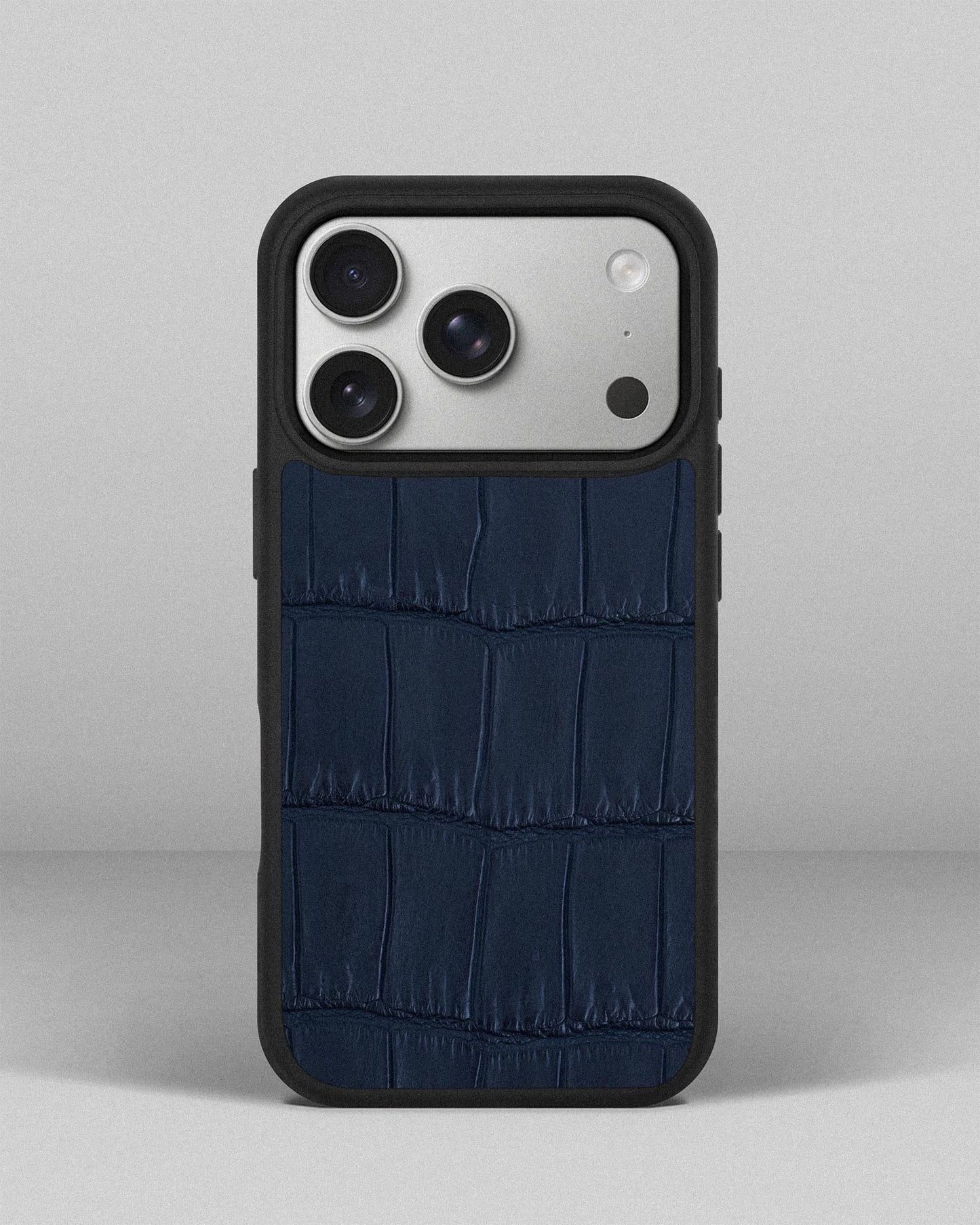 Dark Blue Crocodile Leather Sport Case for iPhone 17 Pro