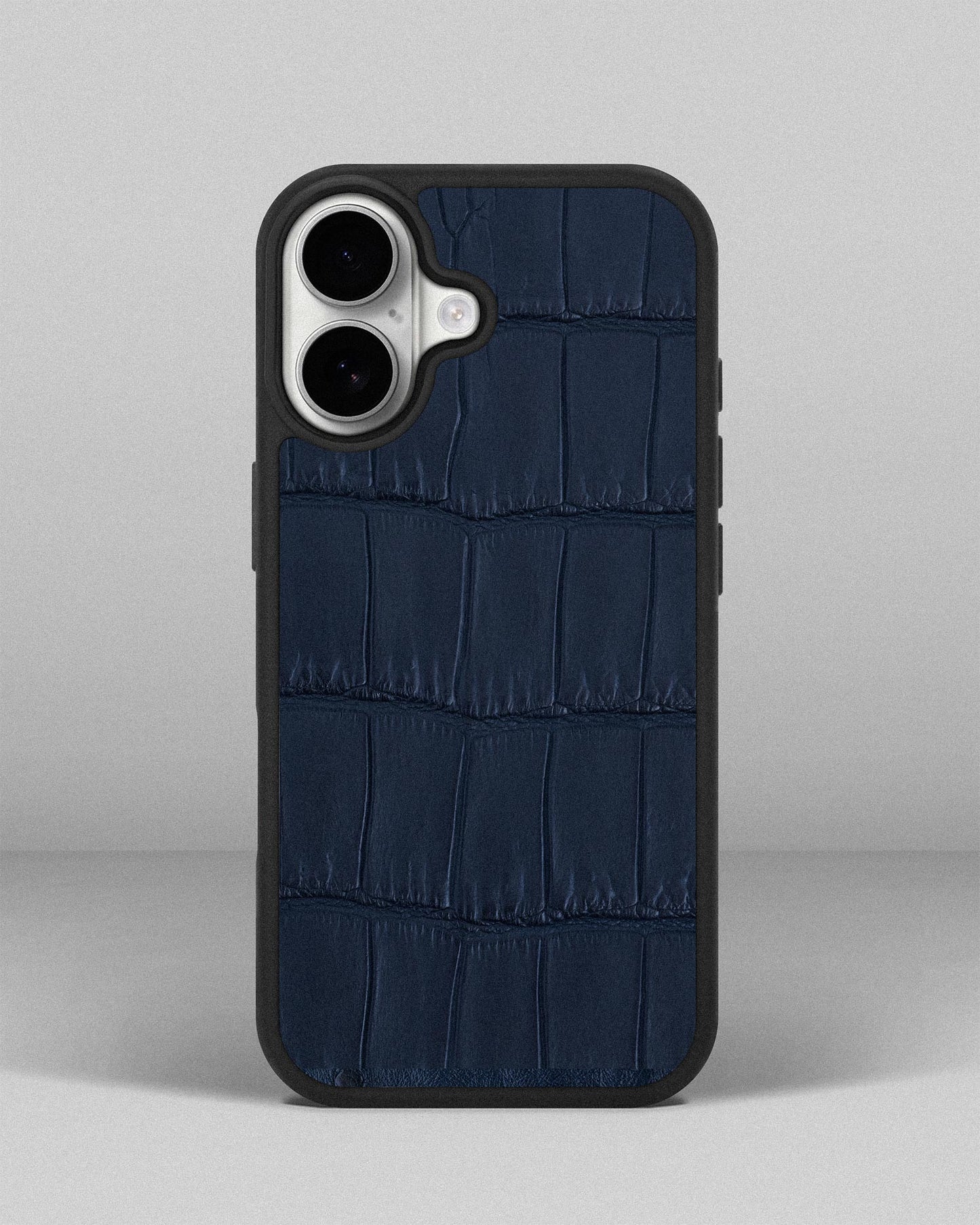Dark Blue Crocodile Leather Sport Case for iPhone 17