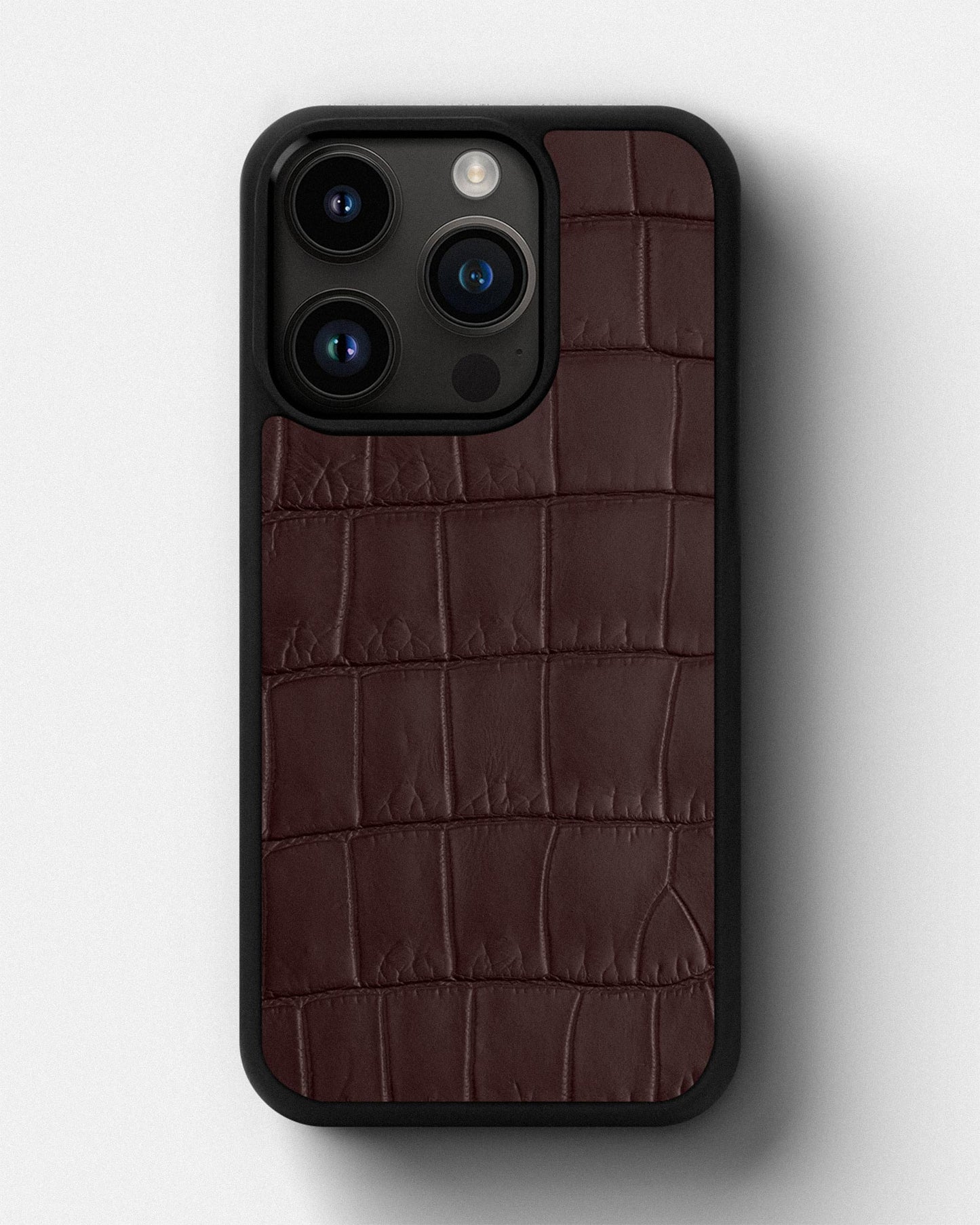 Dark brown Crocodile Leather Sport Case for iPhone 14 Pro Max