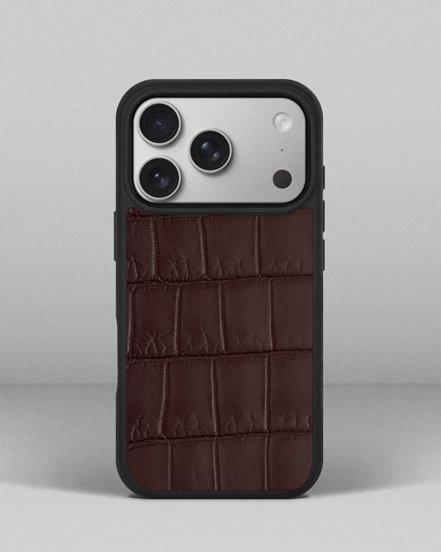 Brown Crocodile Leather Sport Case for iPhone 17 Pro
