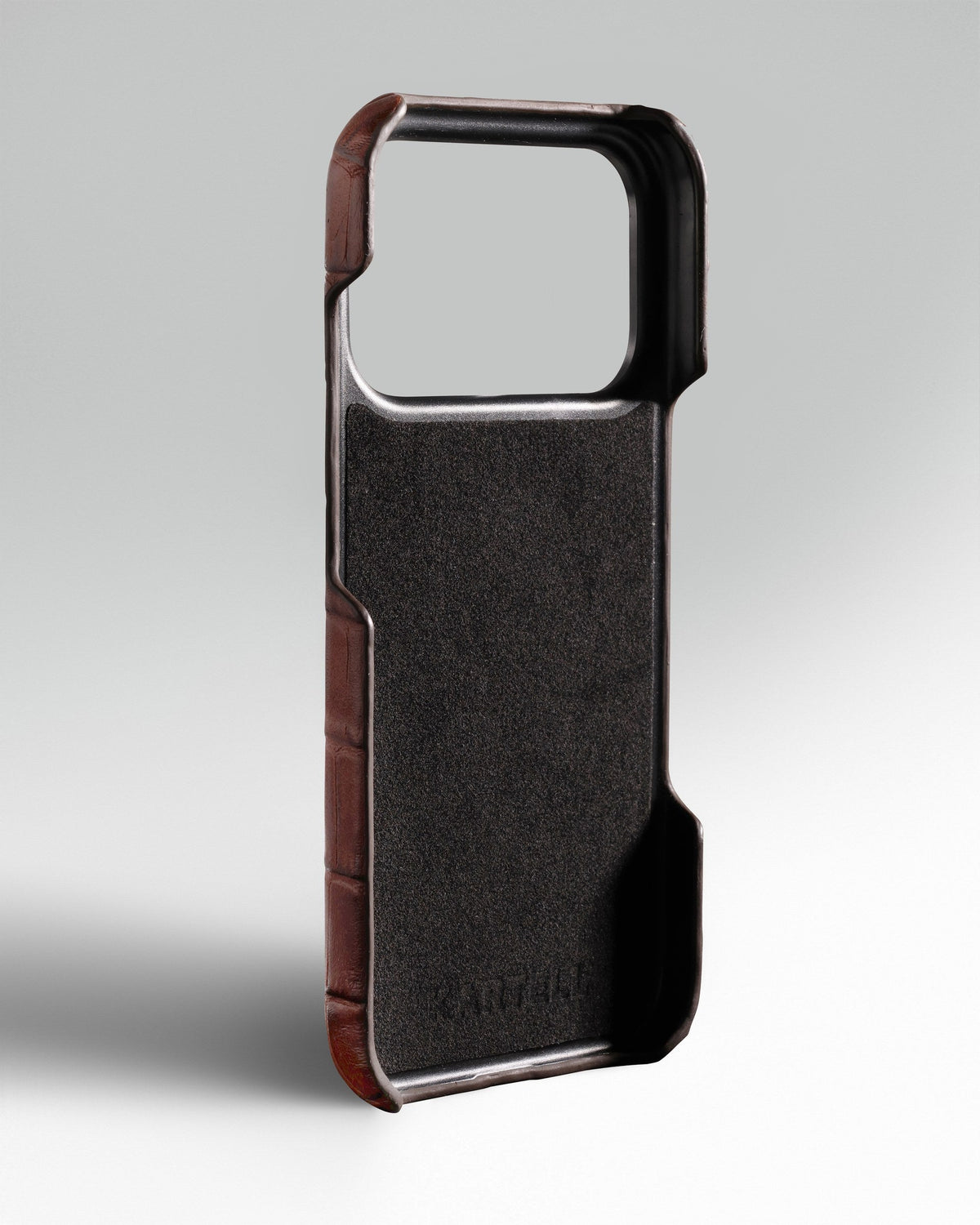 Brown Crocodile-Embossed Leather Full-Wrap Case for iPhone 17 Pro