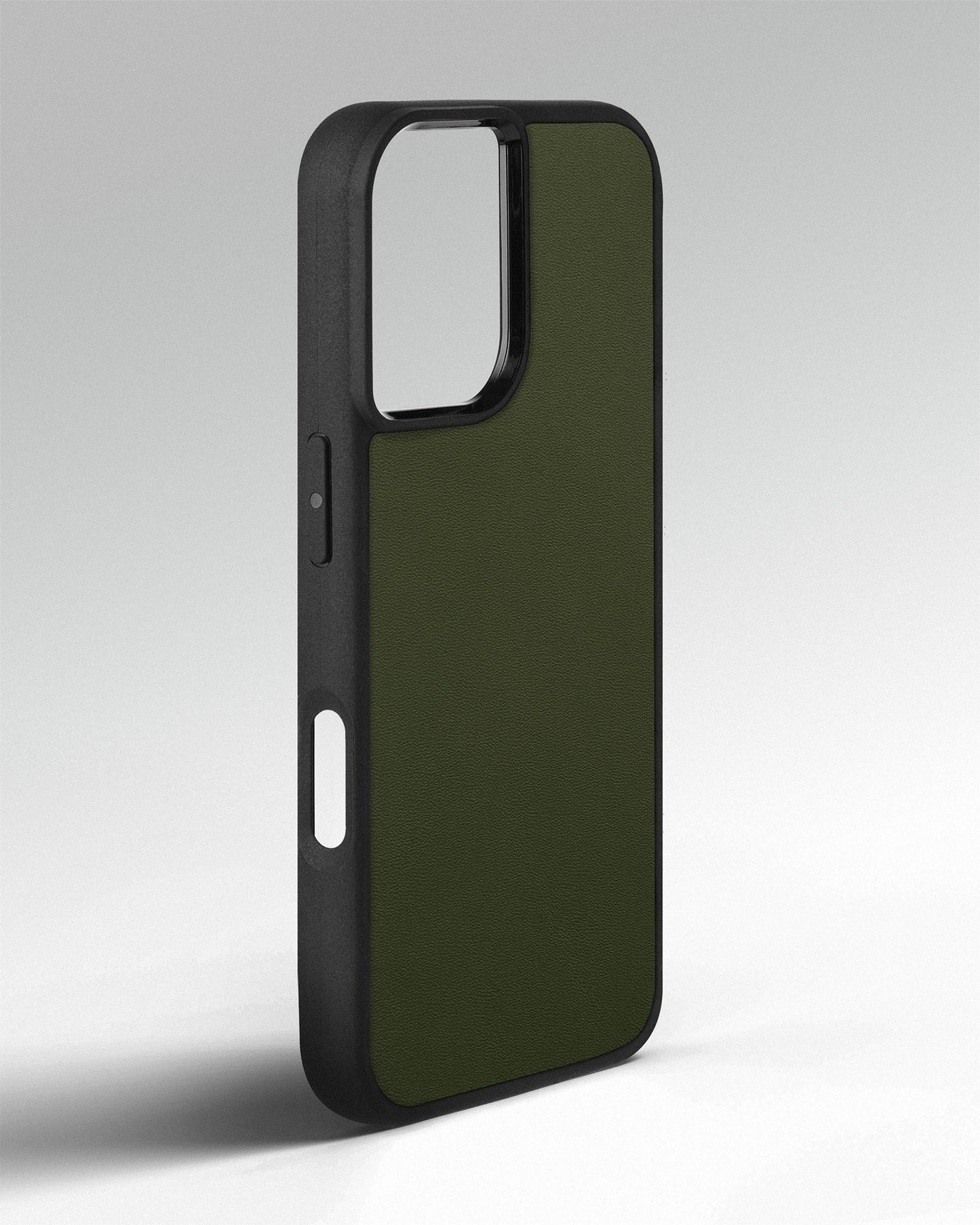 Smooth Dark Green Leather Sport Case for iPhone 16 Plus