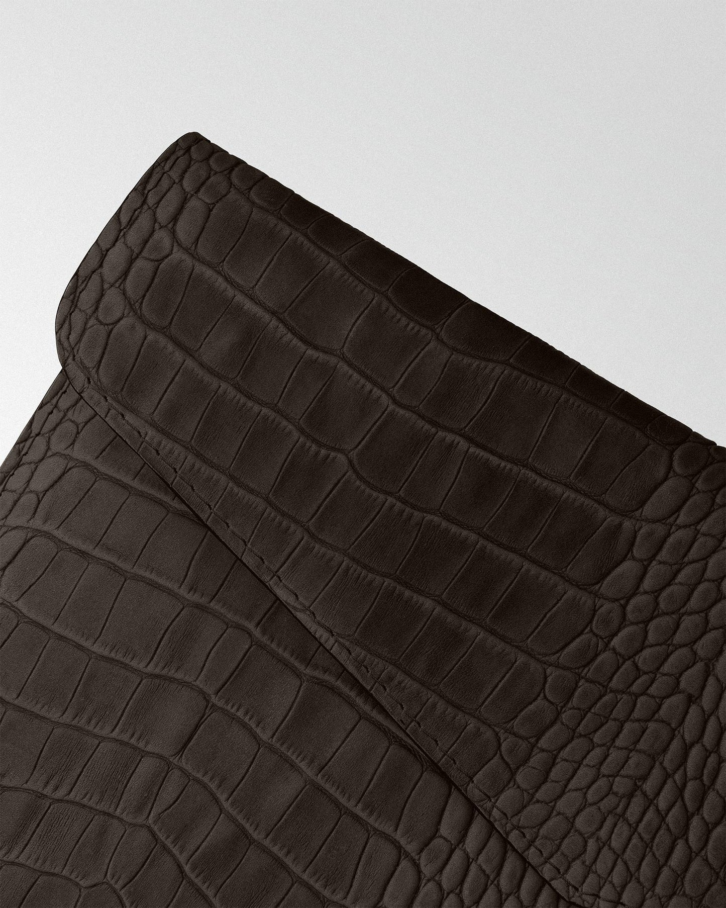 Magnetic MacBook Sleeve with Dark Brown Crocodile Embossing