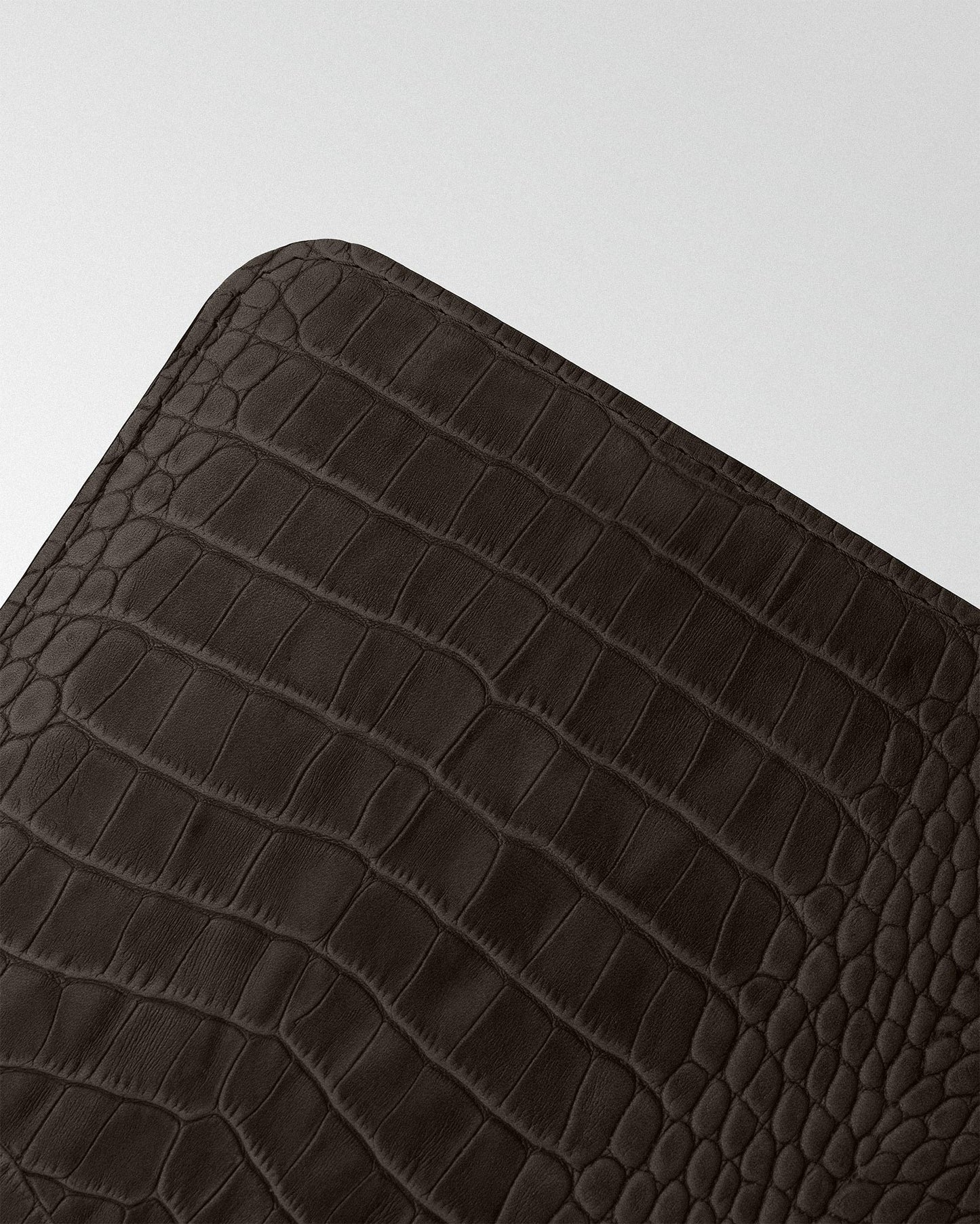 Minimalist MacBook Sleeve With Dark Brown Crocodile Embossing